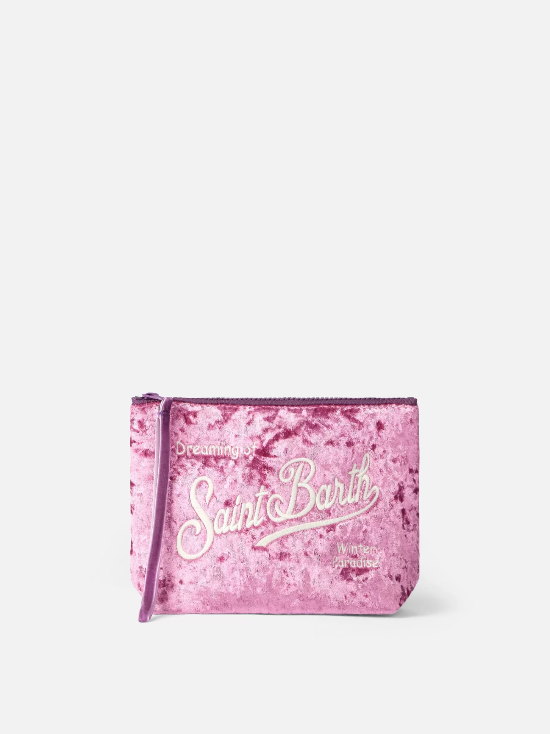 Hot Pochette Aline in ciniglia rosa con ricamo logo Pochette | Pochette