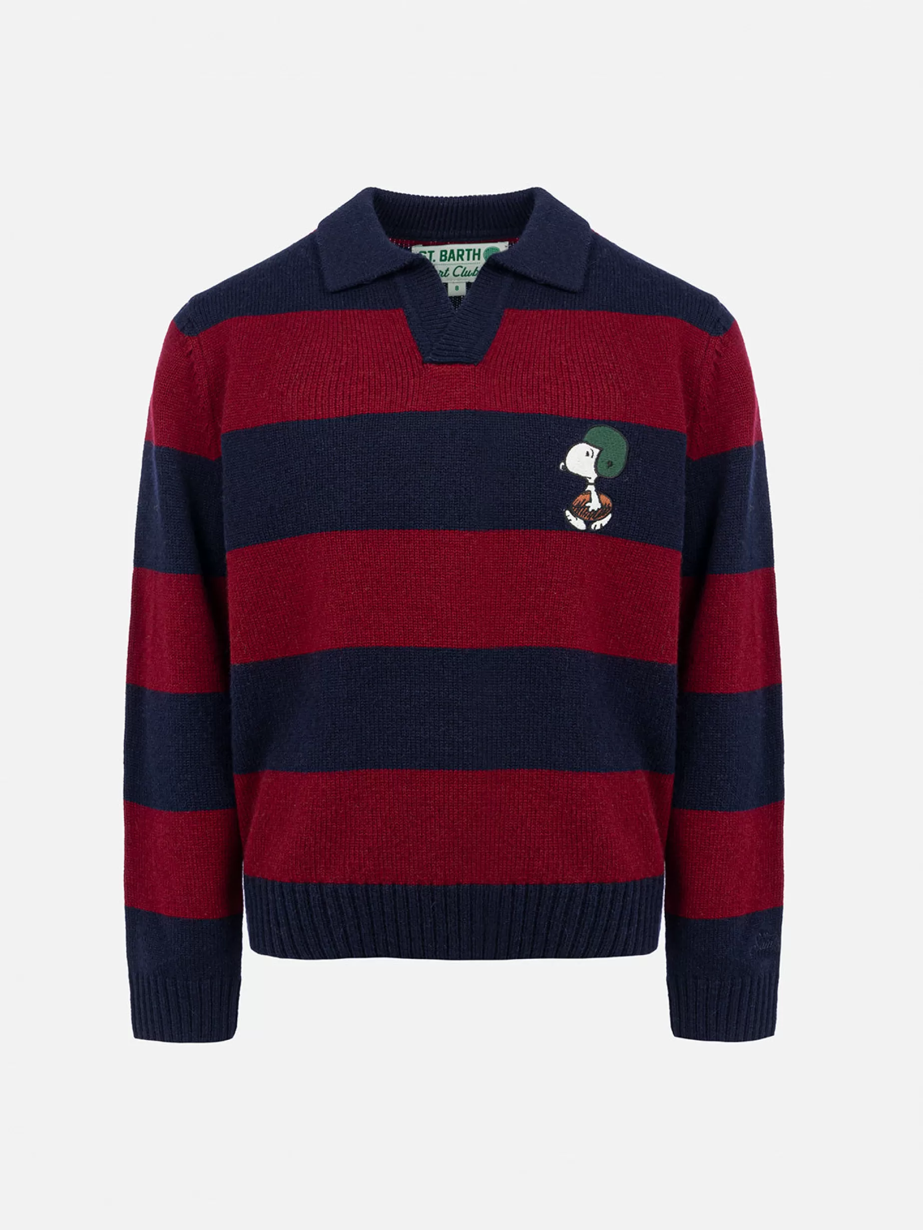 Discount Polo da bambino a righe blu e rosse Covent con stampa Snoopy | EDIZIONE SPECIALE SNOOPY PEANUTS Bambino Maglieria | Felpe