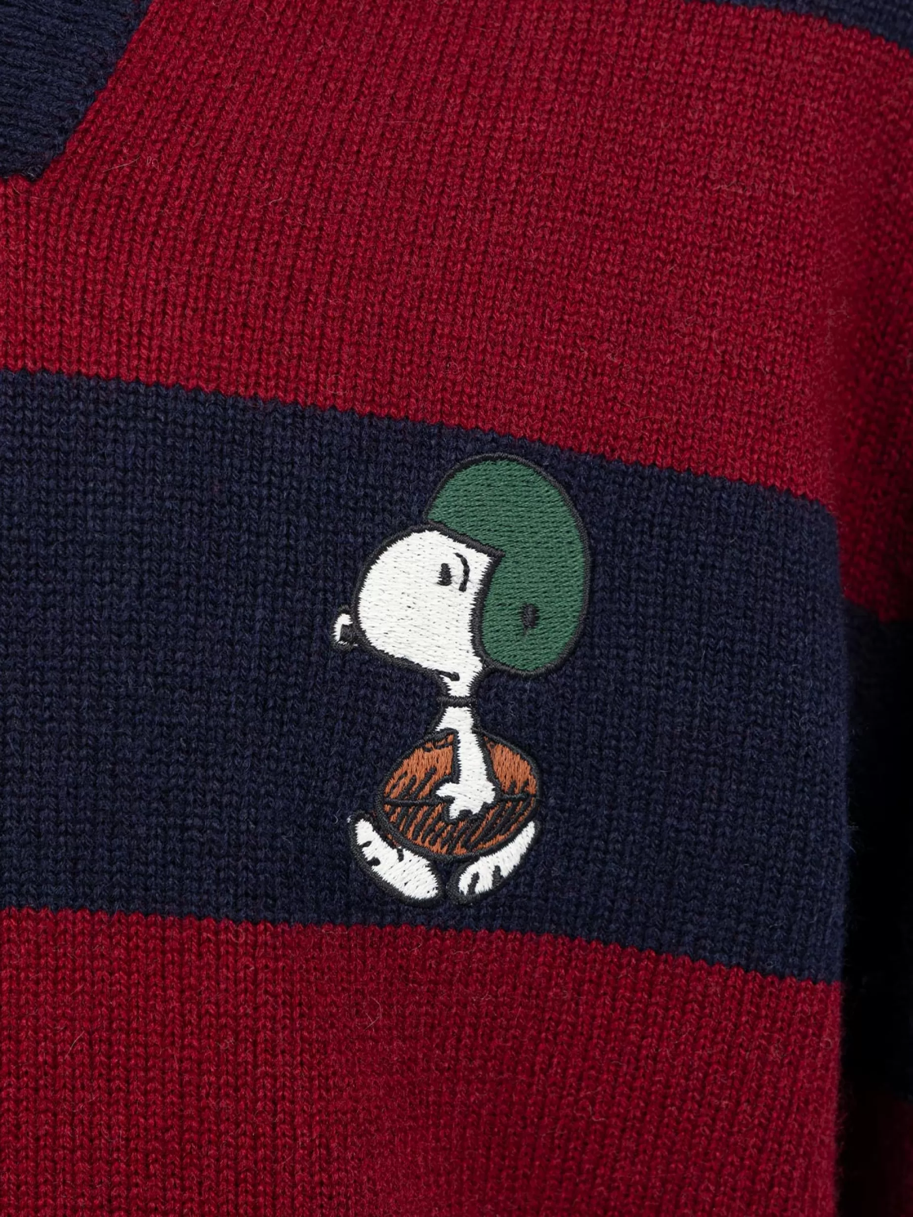 Discount Polo da bambino a righe blu e rosse Covent con stampa Snoopy | EDIZIONE SPECIALE SNOOPY PEANUTS Bambino Maglieria | Felpe