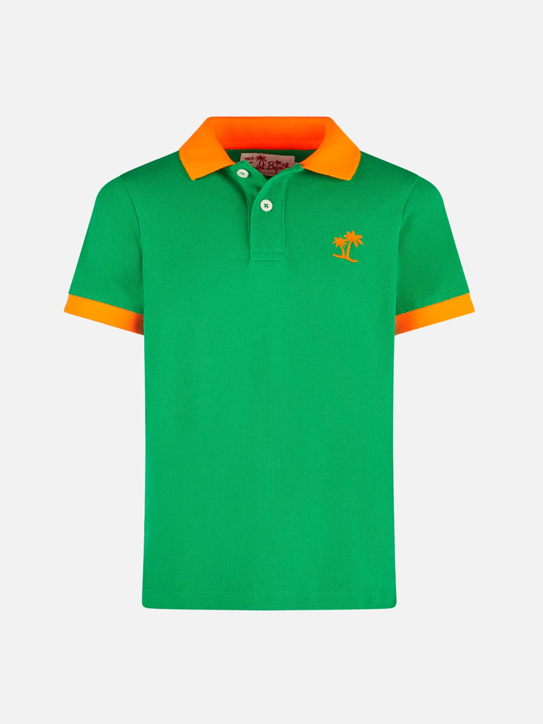 Clearance Polo da bambino in piquet verde con logo St. Barth arancione Bambino Polo E Camicie