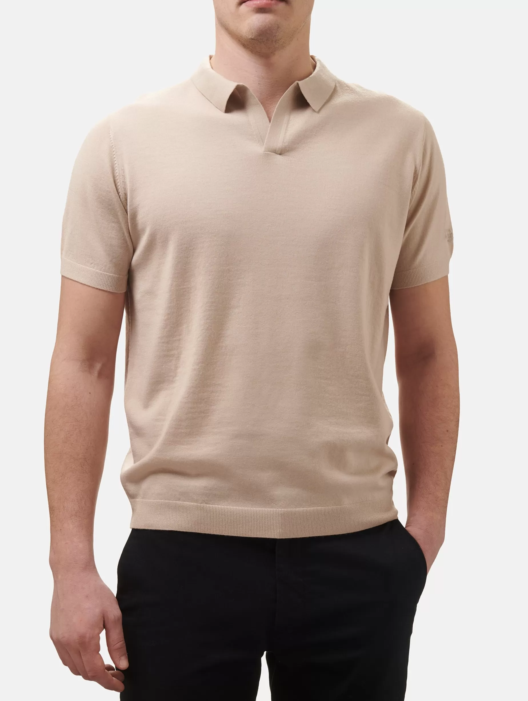 Fashion Polo da uomo beige in lana merino Owen Uomo Maglieria | Polo