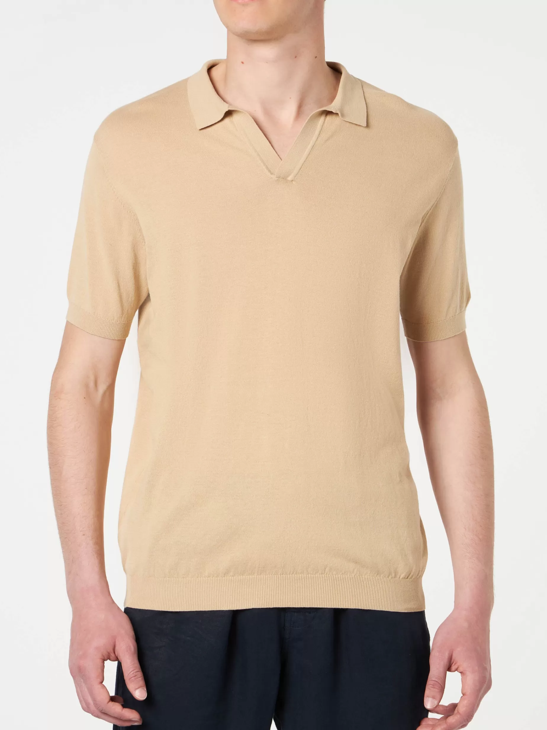 Shop Polo da uomo beige in maglia Uomo Polo