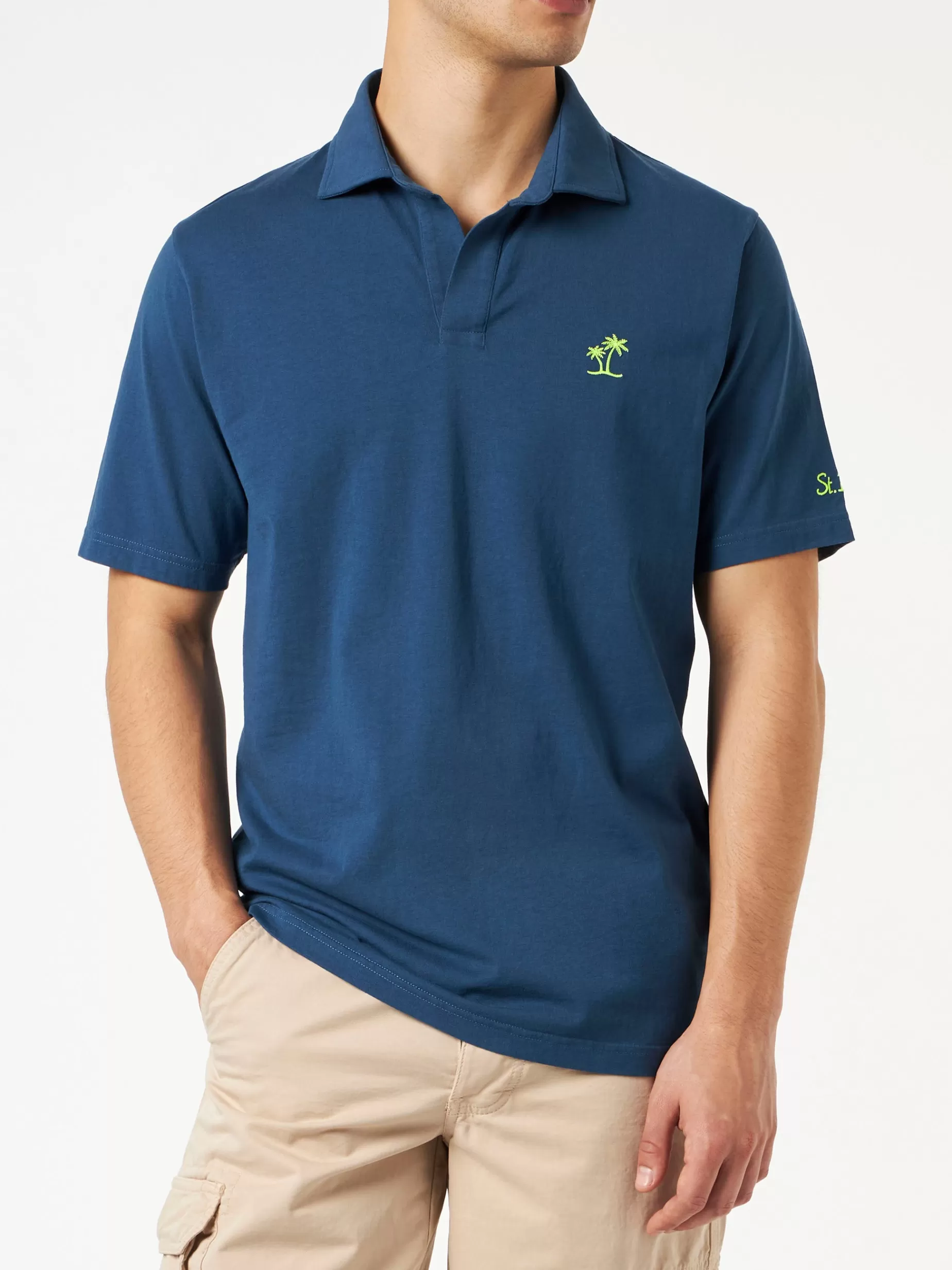 Discount Polo da uomo in jersey di cotone blu navy Uomo Polo