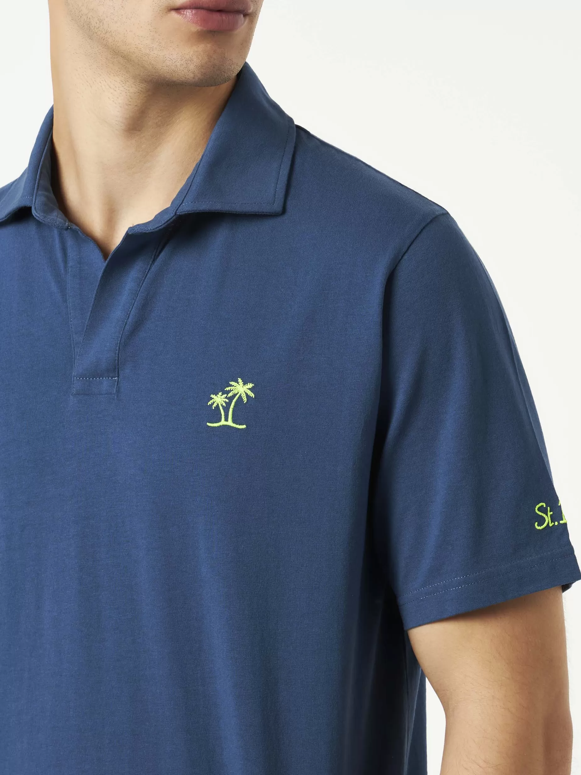 Discount Polo da uomo in jersey di cotone blu navy Uomo Polo