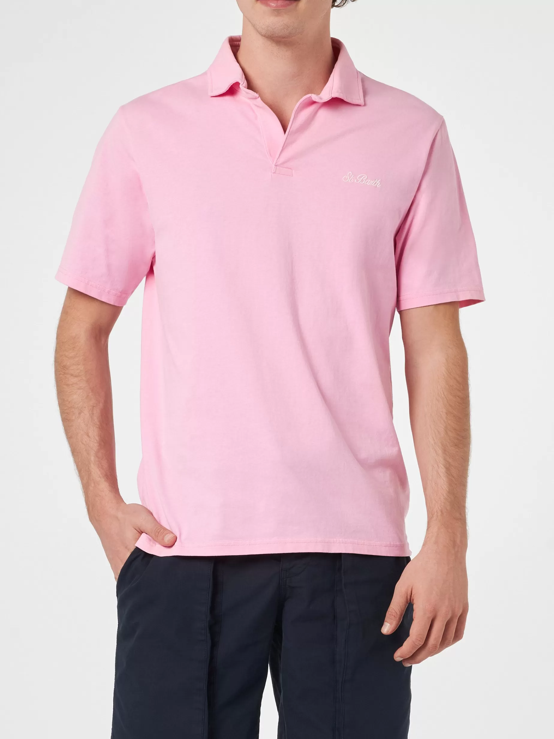 Shop Polo da uomo in jersey di cotone rosa Brighton Uomo Polo