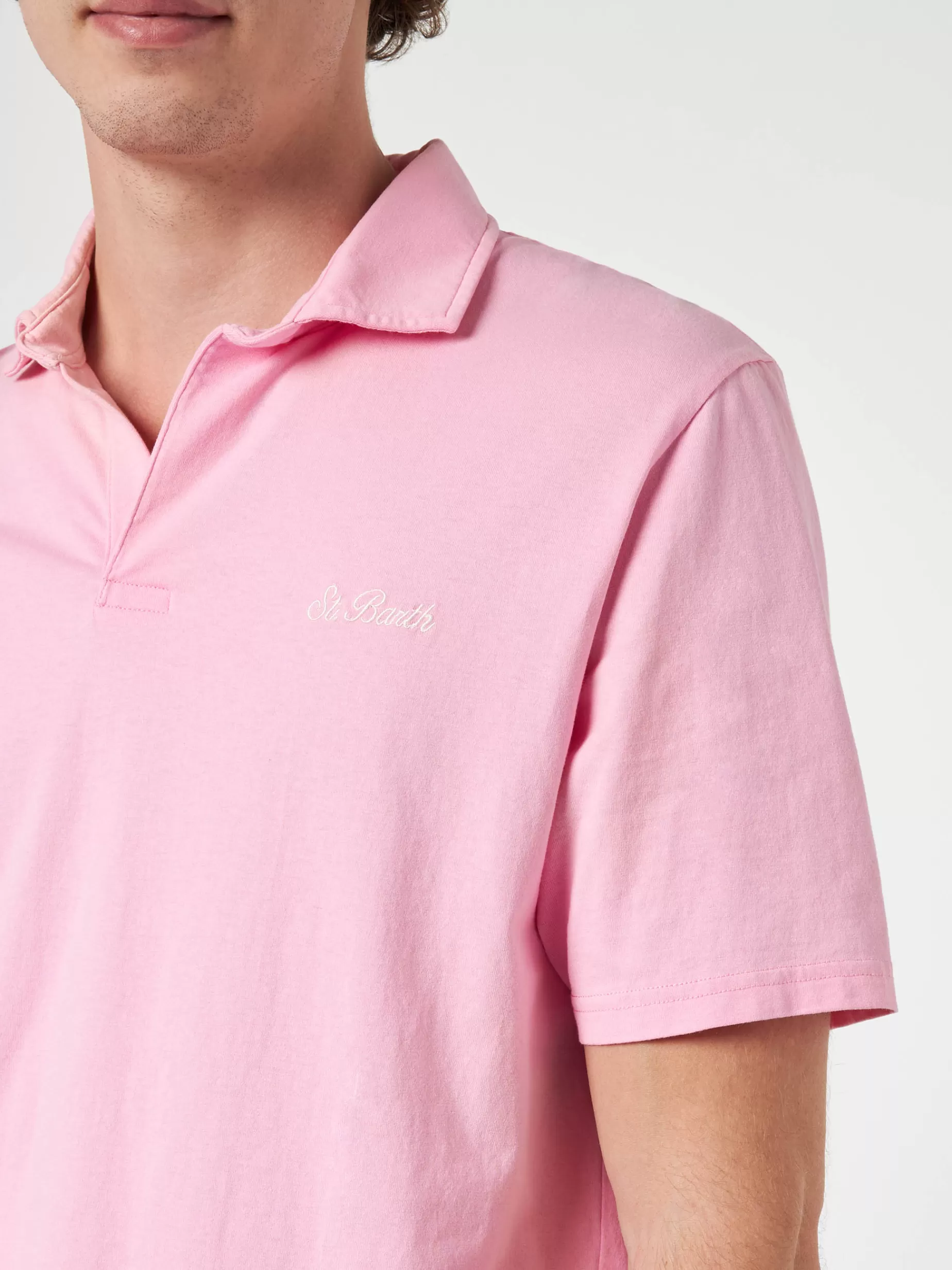 Shop Polo da uomo in jersey di cotone rosa Brighton Uomo Polo