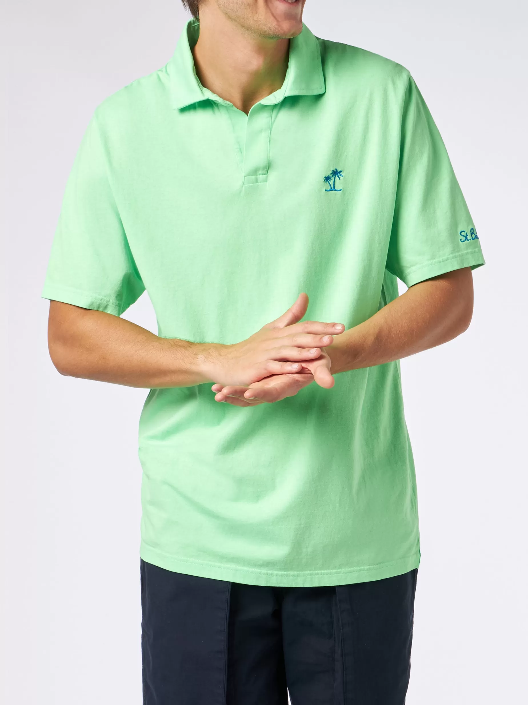 Cheap Polo da uomo in jersey di cotone verde Uomo Polo