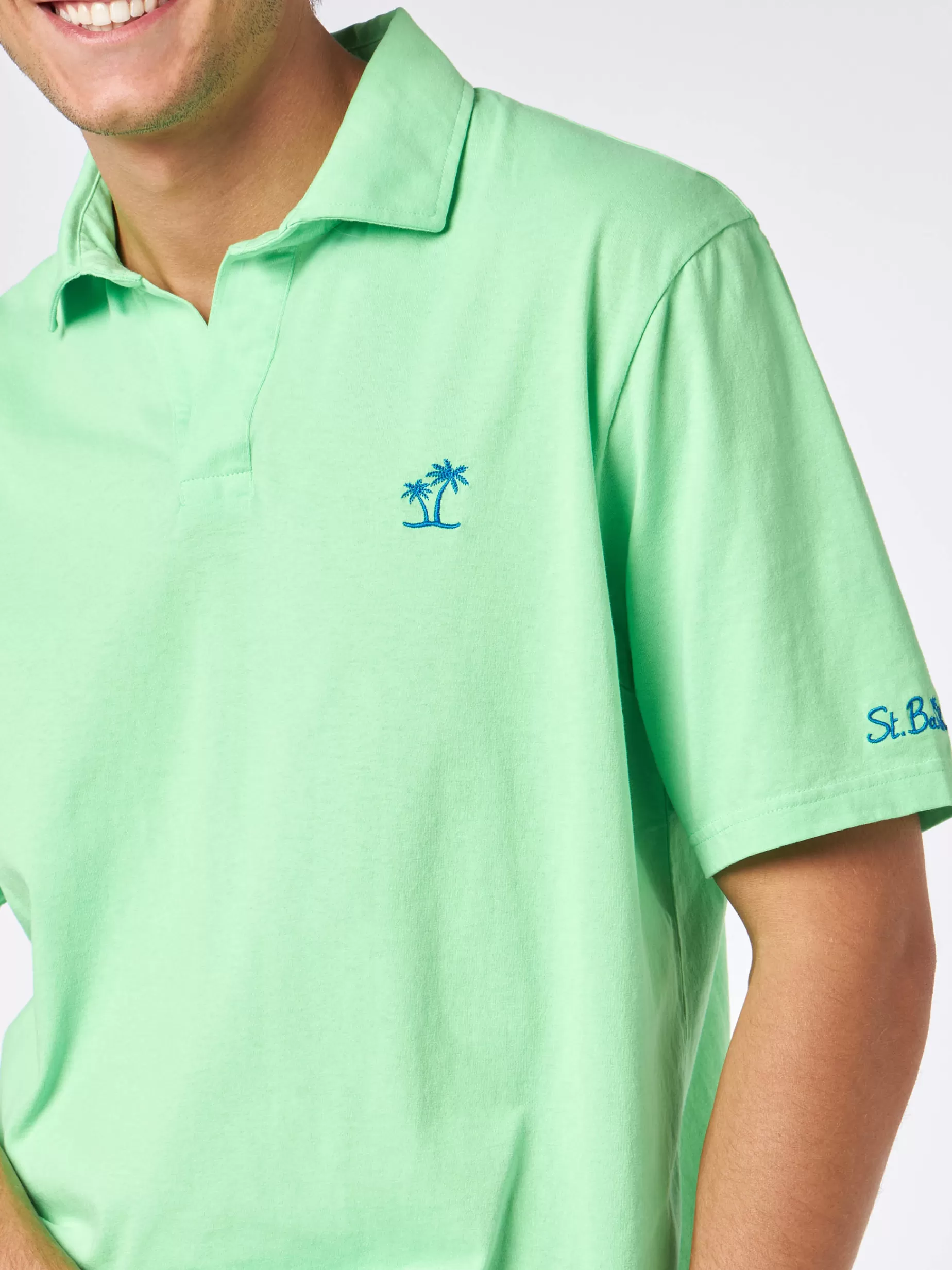 Cheap Polo da uomo in jersey di cotone verde Uomo Polo