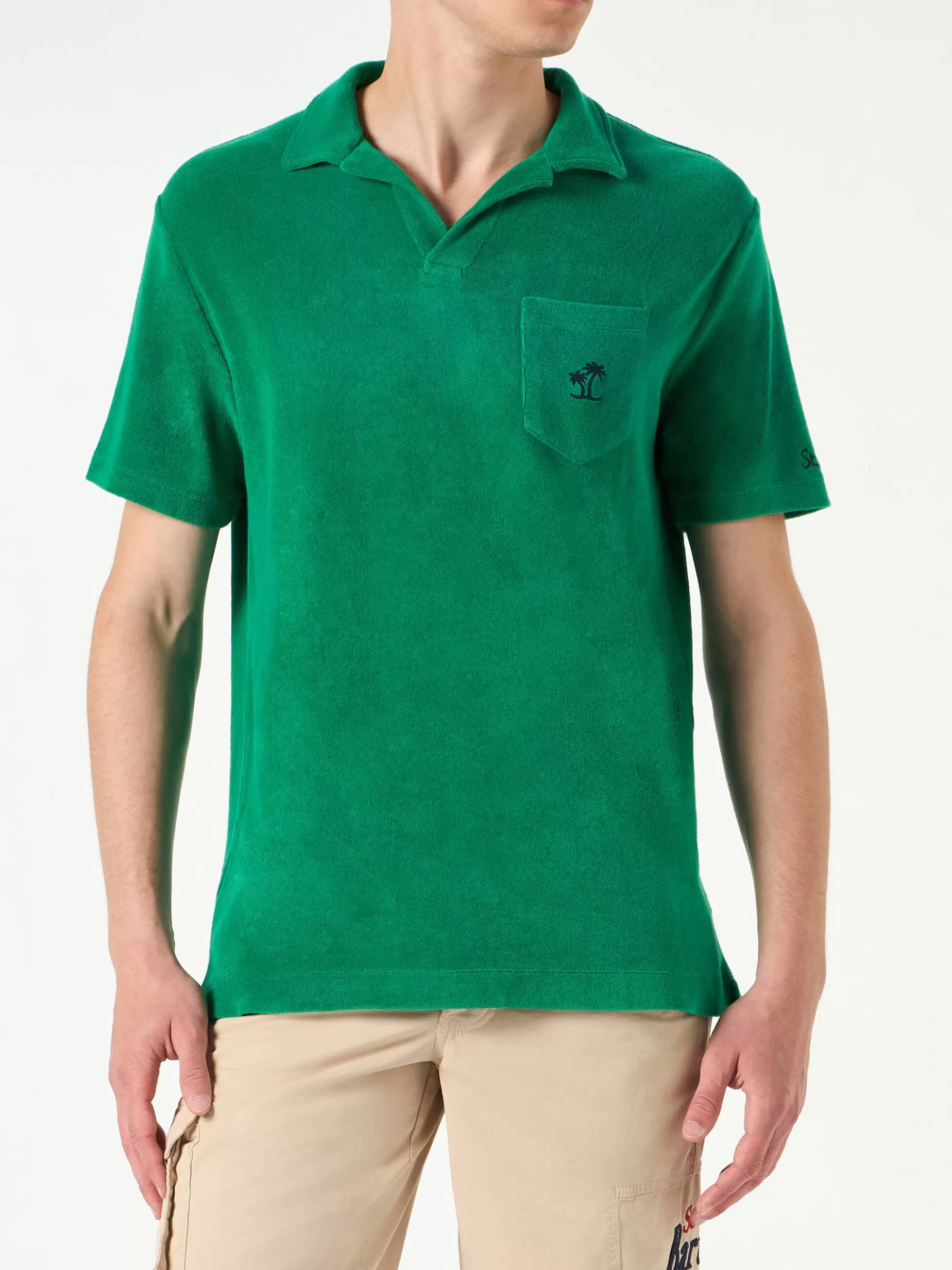 Cheap Polo da uomo in spugna verde Uomo Polo