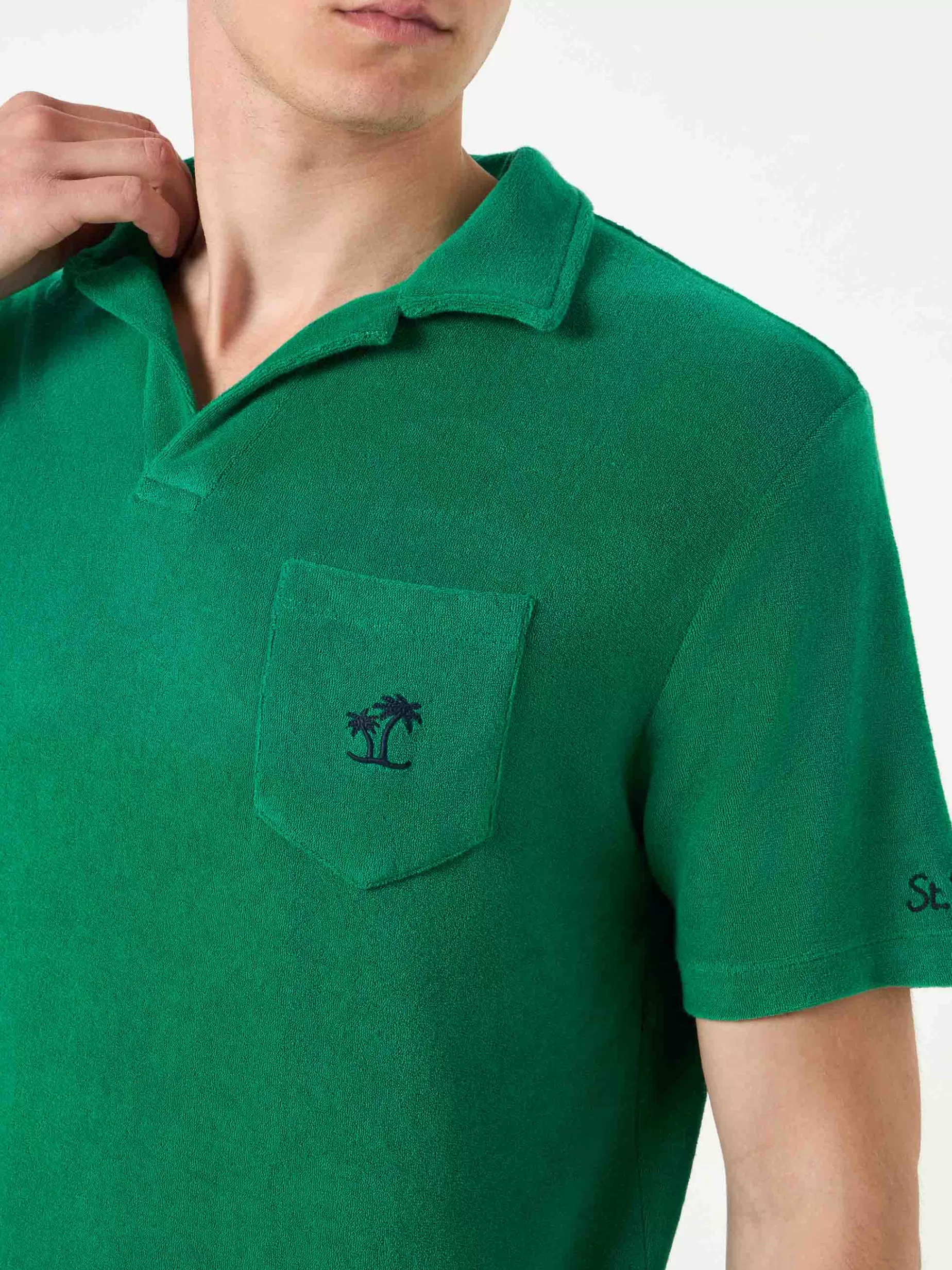 Cheap Polo da uomo in spugna verde Uomo Polo