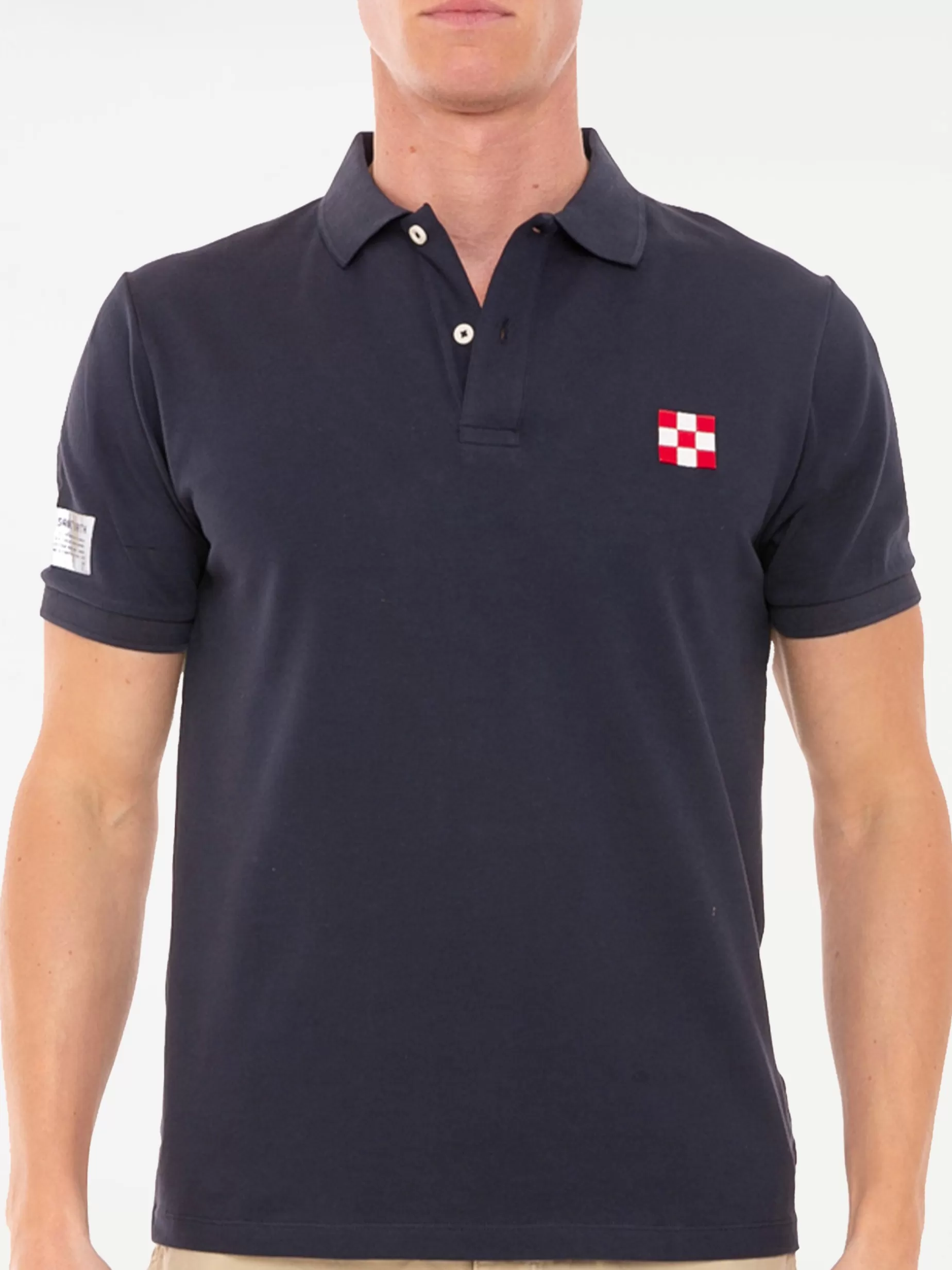 Clearance Polo piquet blu con logo St. Barth check Uomo Polo