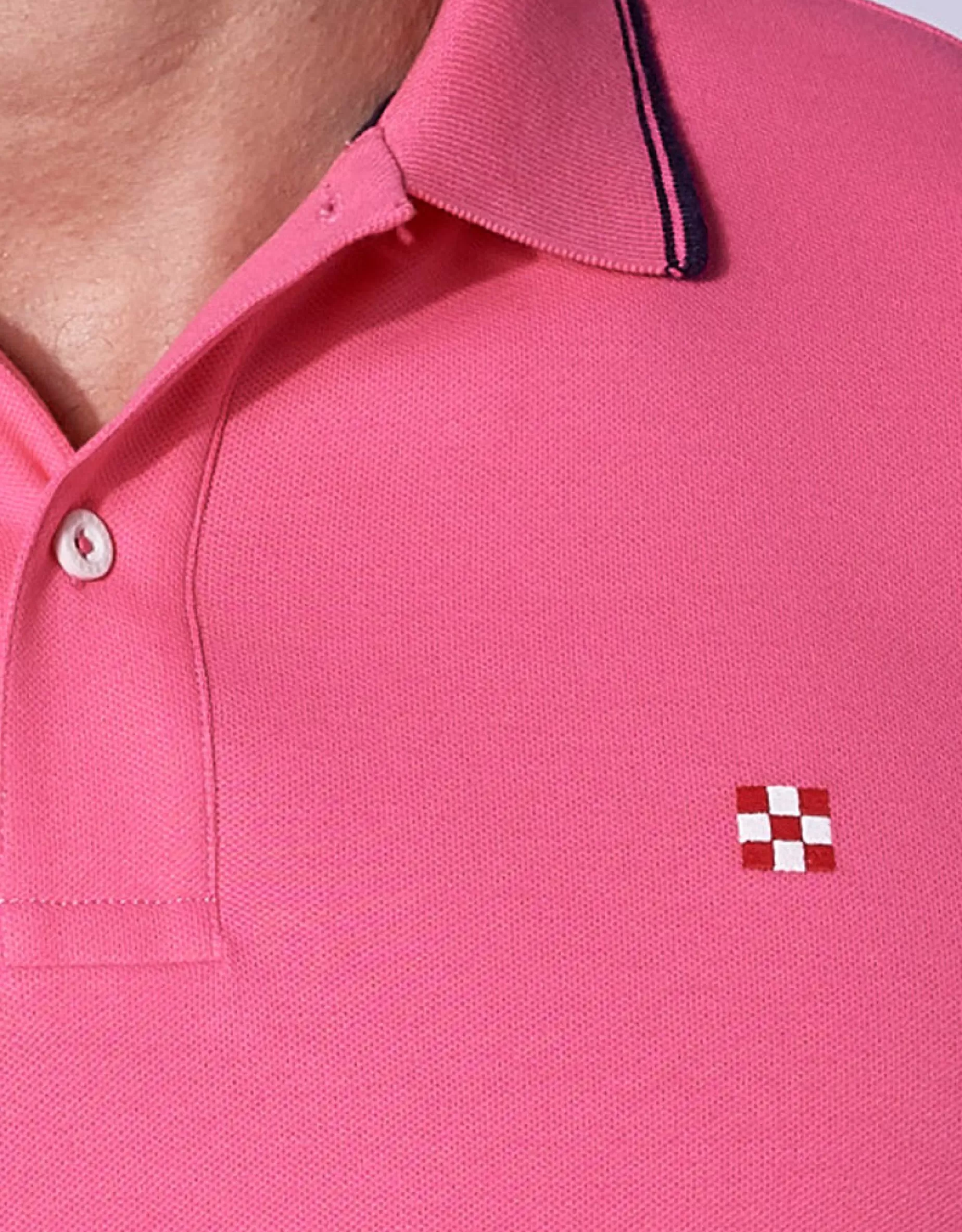 Discount Polo piquet rosa fluo con logo St. Barth check Uomo Polo