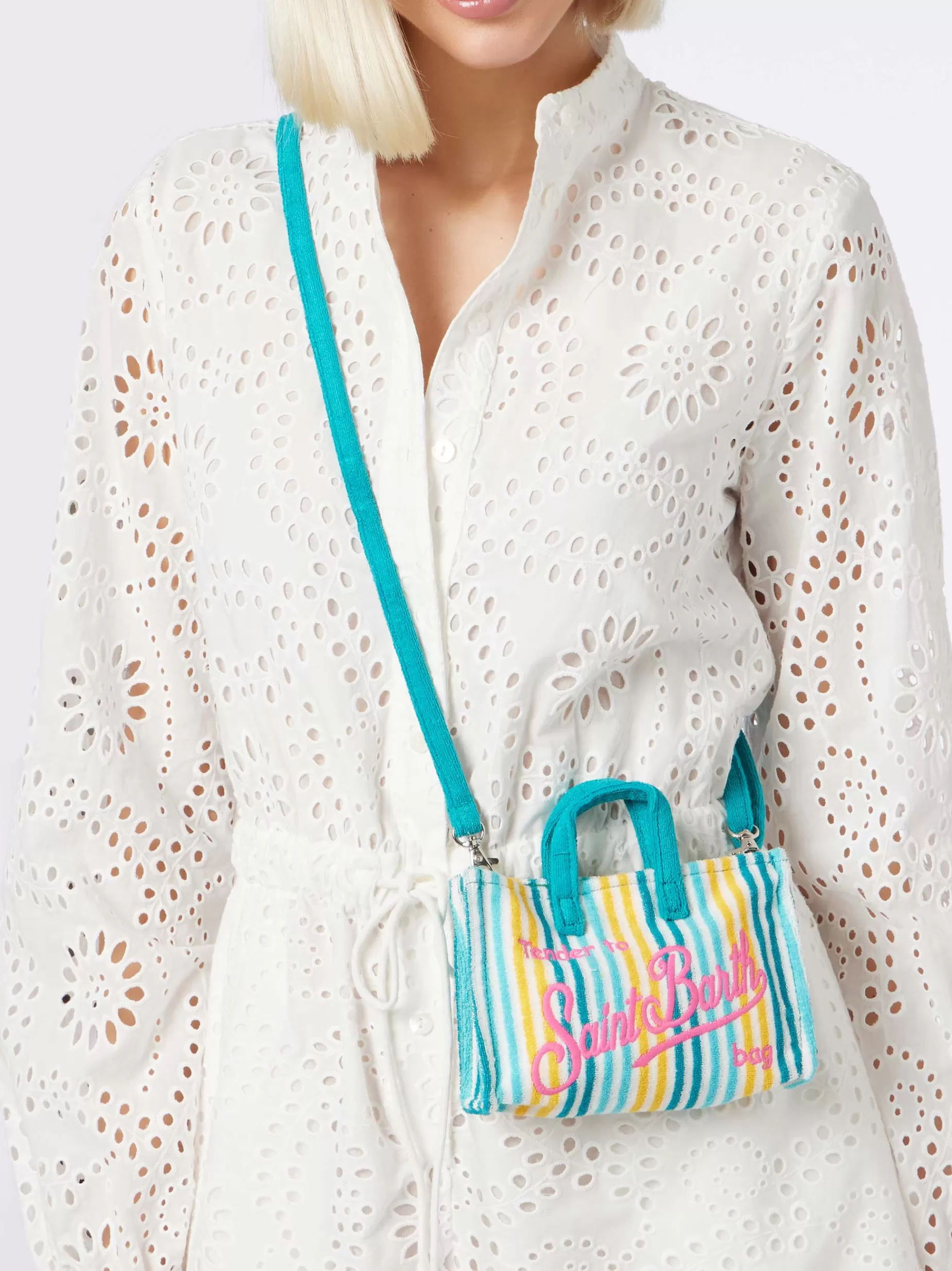 Hot Porta cellulare in spugna goffrata a righe multicolore Donna Pouch & Borse A Tracolla | Pouch & Borse A Tracolla