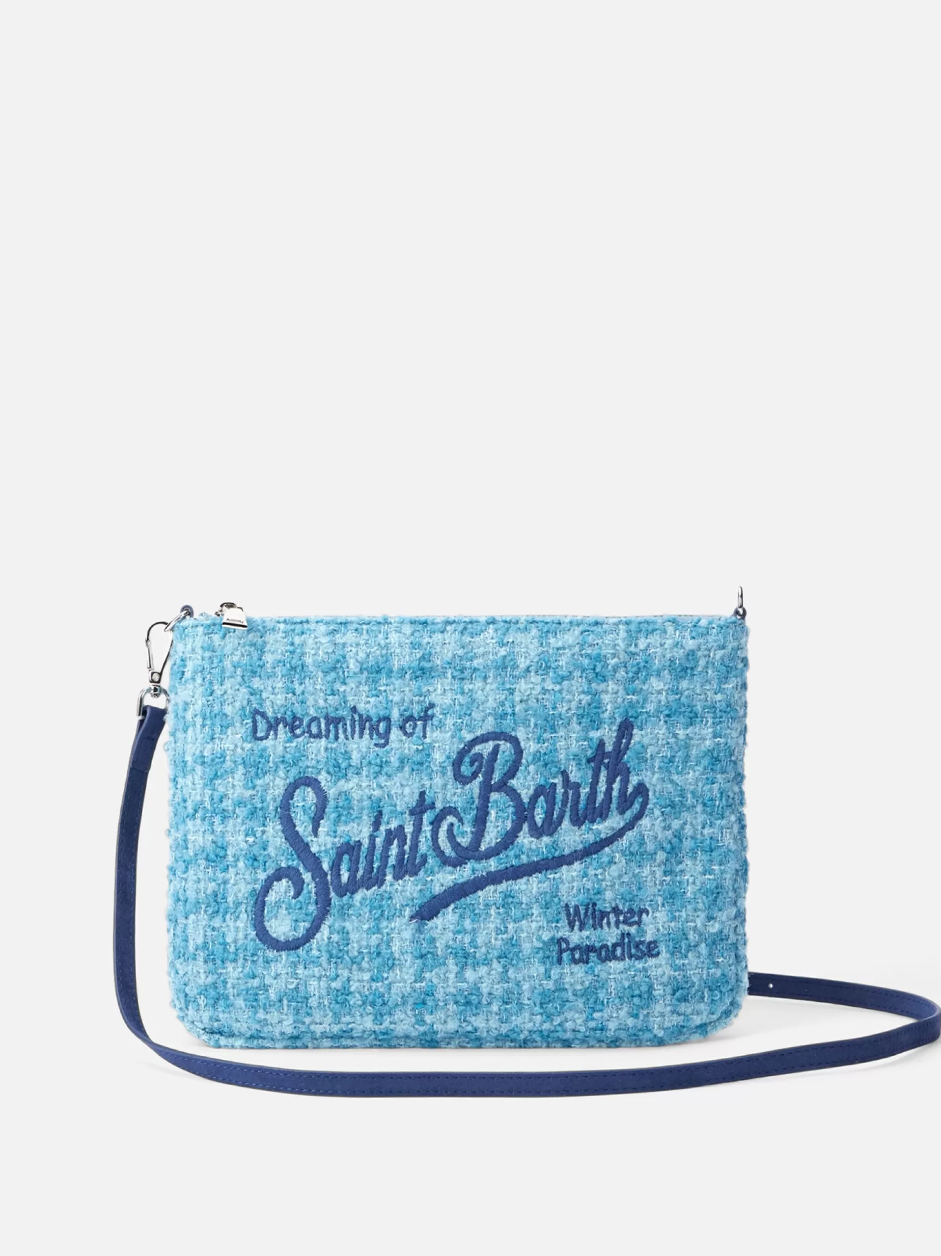 Sale Pouch Parisienne in tweed blu con catena Donna Pouch & Borse A Tracolla | Pouch & Borse A Tracolla