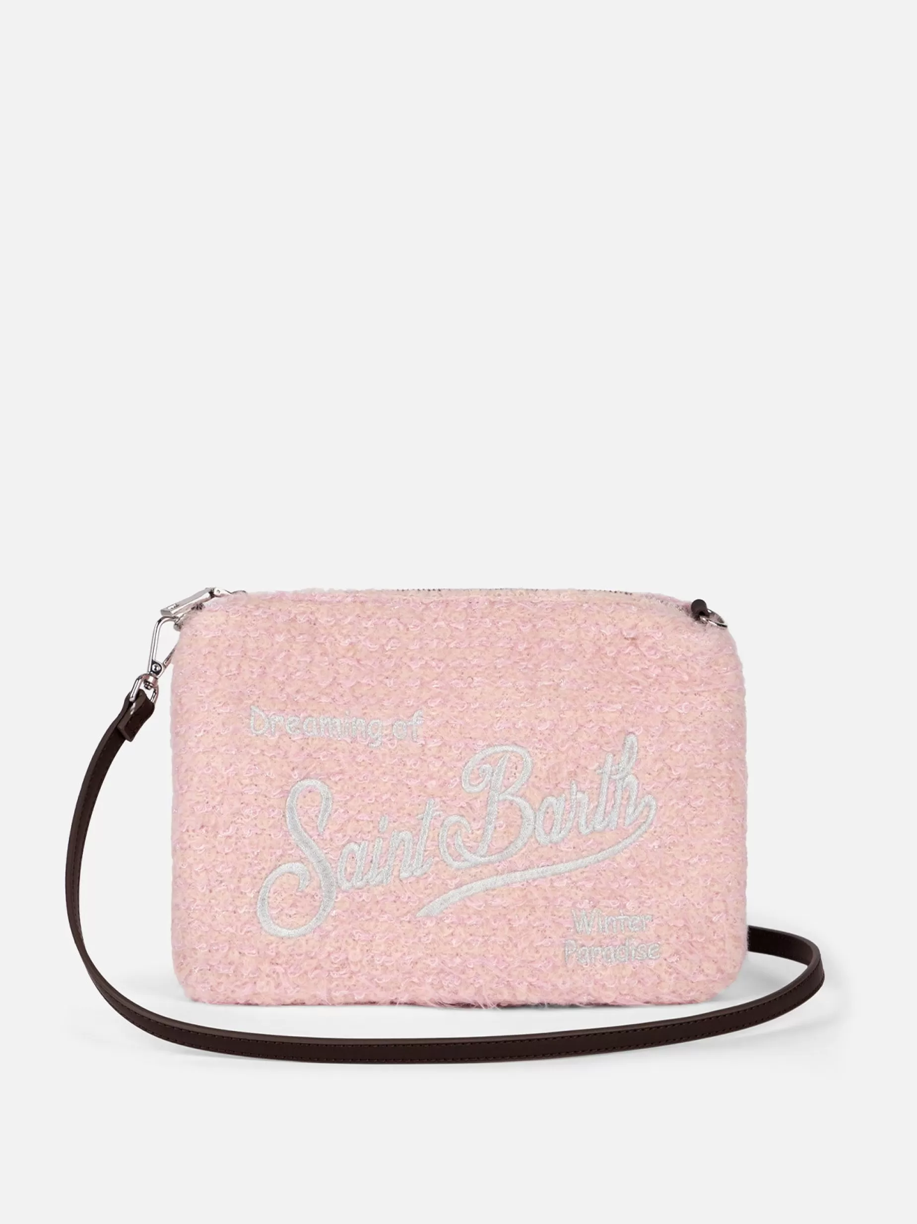 Discount Pouch a tracolla Parisienne in maglia bouclé rosa Donna Pouch & Borse A Tracolla | Pouch & Borse A Tracolla