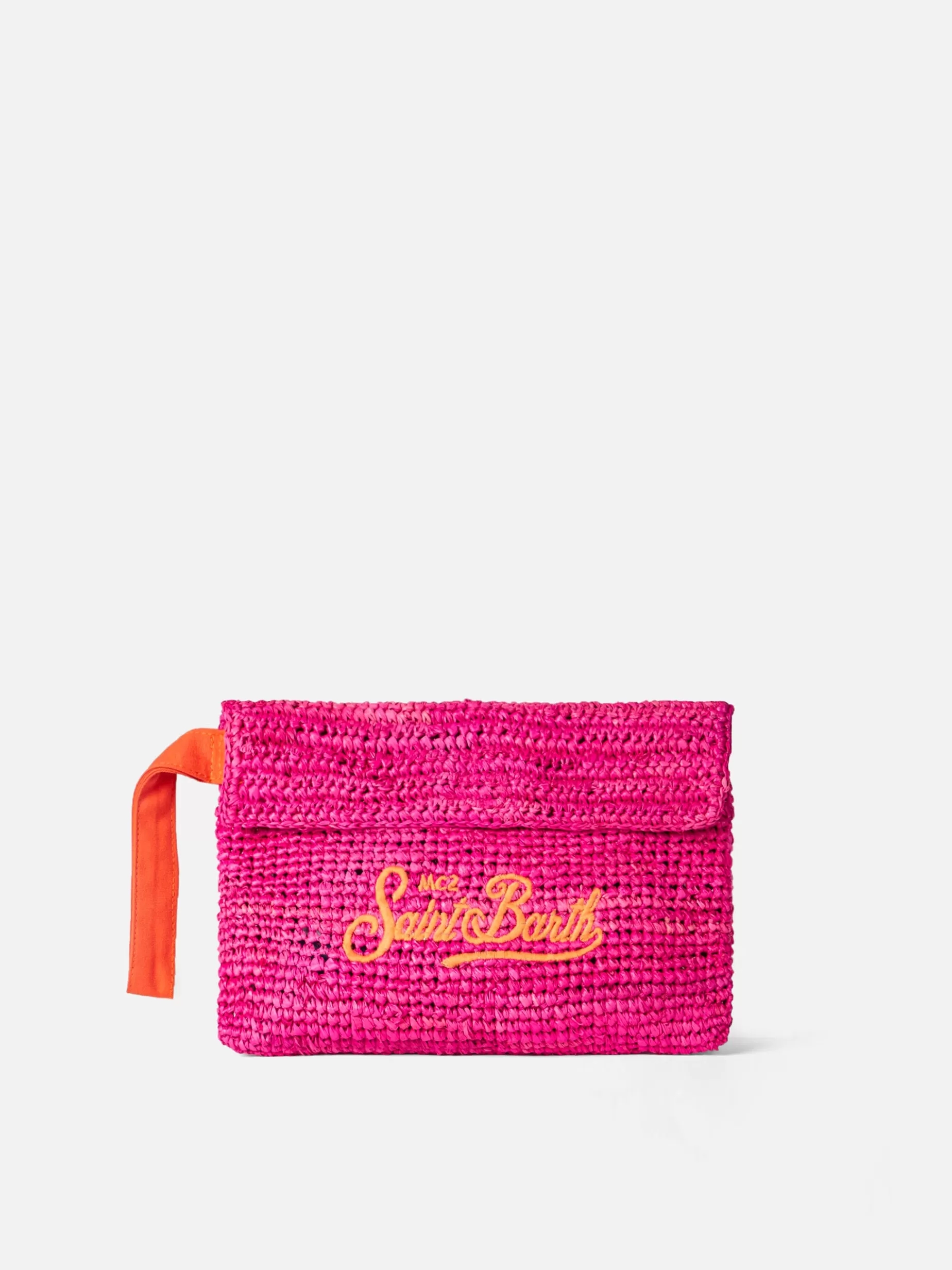 Best Pouch in rafia fucsia con ricamo Saint Barth Donna Pouch & Borse A Tracolla | Pouch & Borse A Tracolla