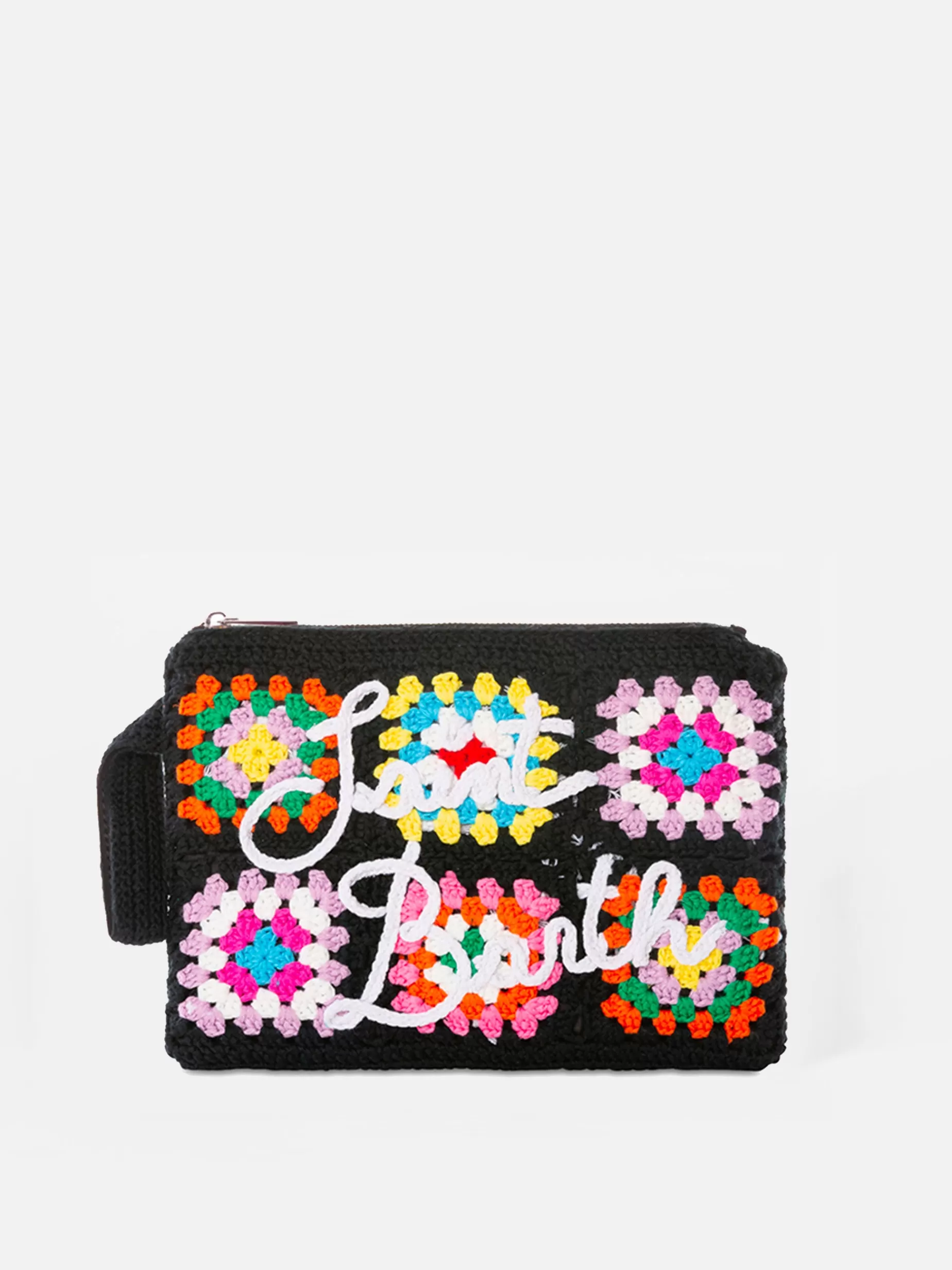 Outlet Pouch Parisienne crochet nera con ricamo Saint Barth Donna Pouch & Borse A Tracolla | Pouch & Borse A Tracolla