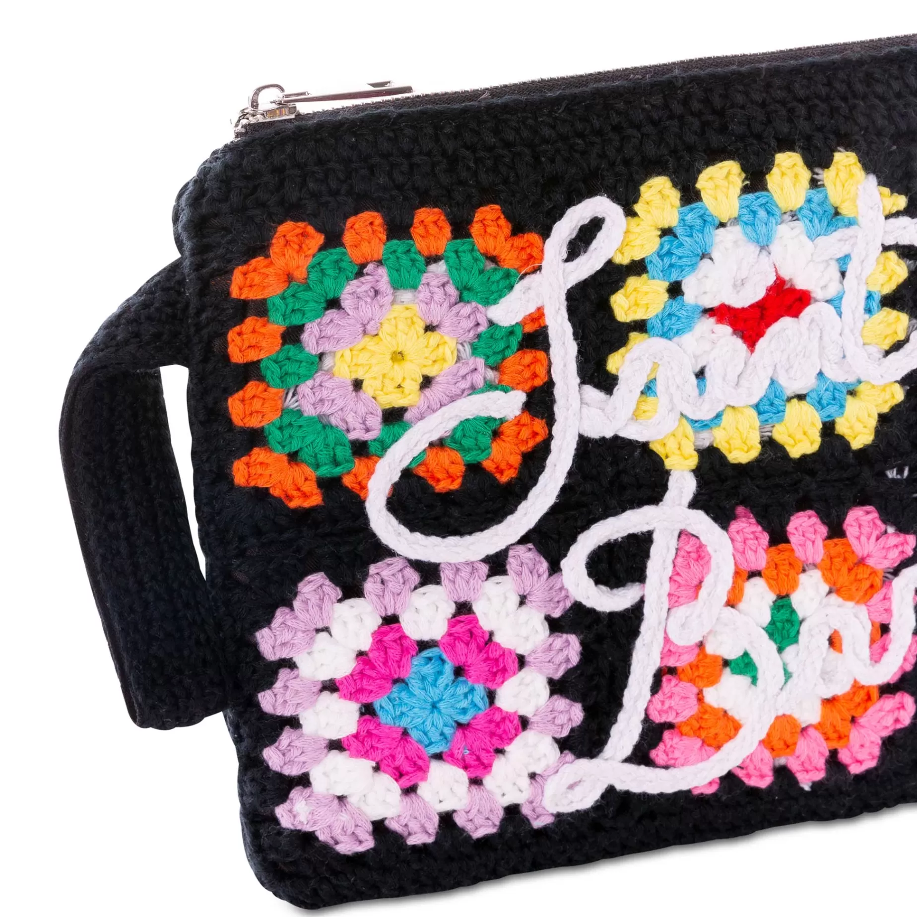 Outlet Pouch Parisienne crochet nera con ricamo Saint Barth Donna Pouch & Borse A Tracolla | Pouch & Borse A Tracolla