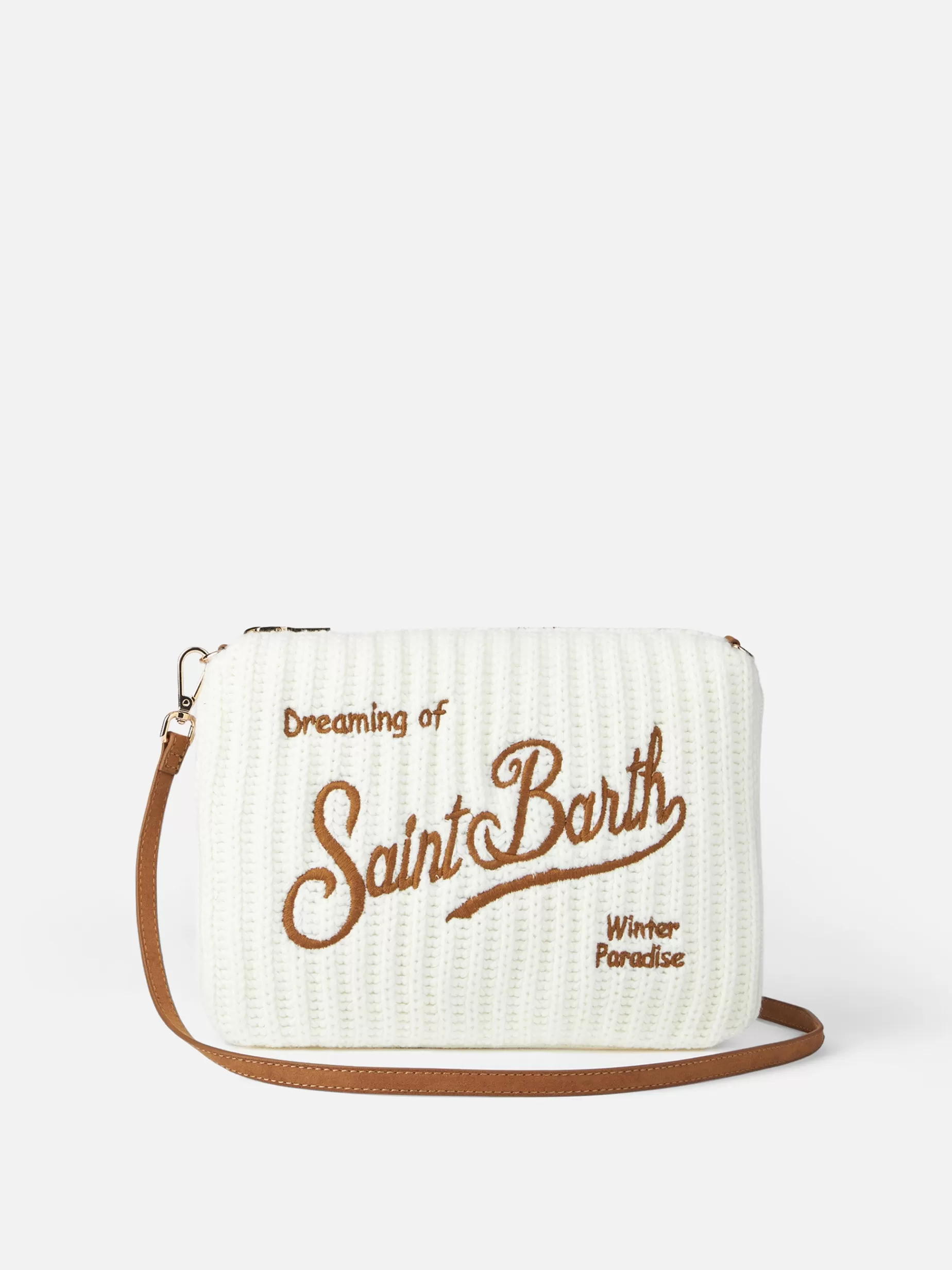 Best Pouch Parisienne in tricot a coste bianche con catena Donna Pouch & Borse A Tracolla | Pouch & Borse A Tracolla