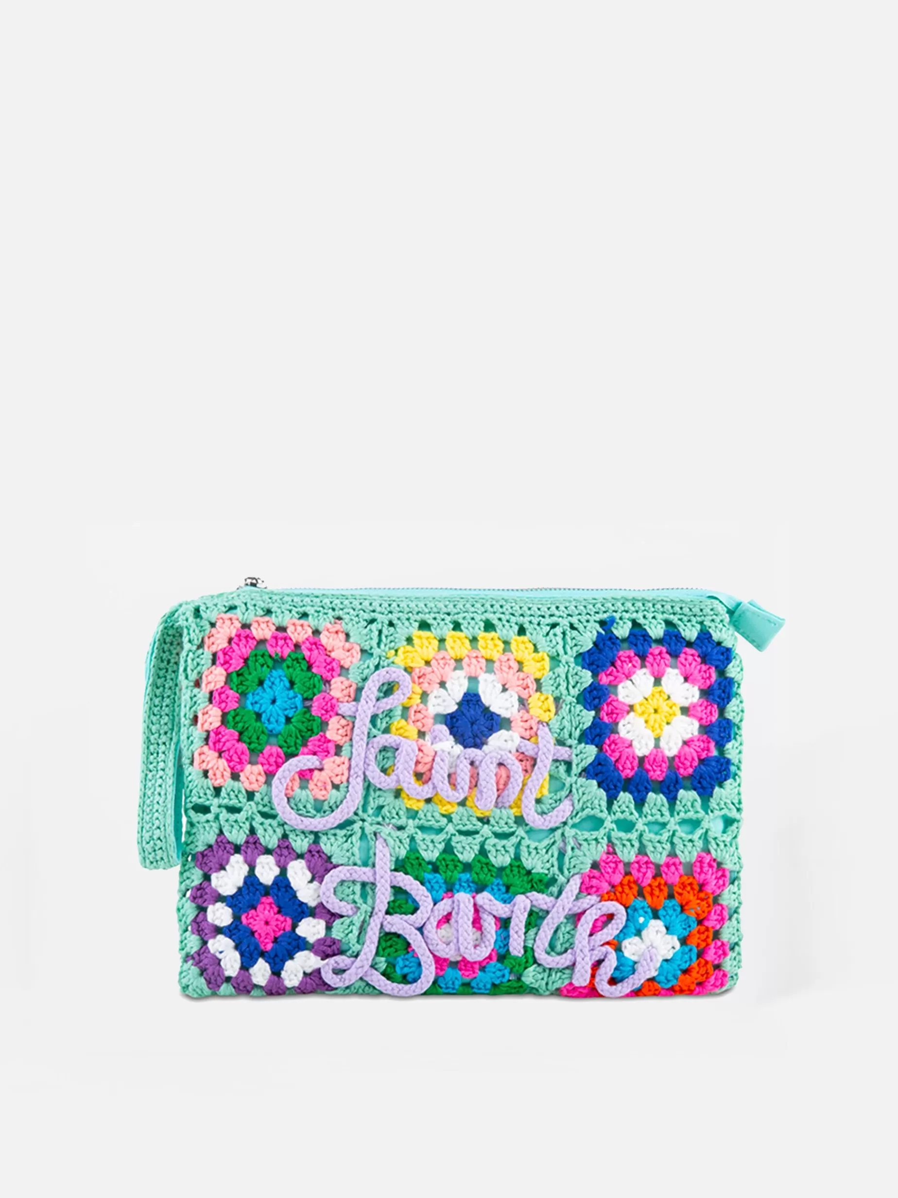 Store Pouch Parisienne verde acqua crochet con ricamo Saint Barth Donna Pouch & Borse A Tracolla | Pouch & Borse A Tracolla