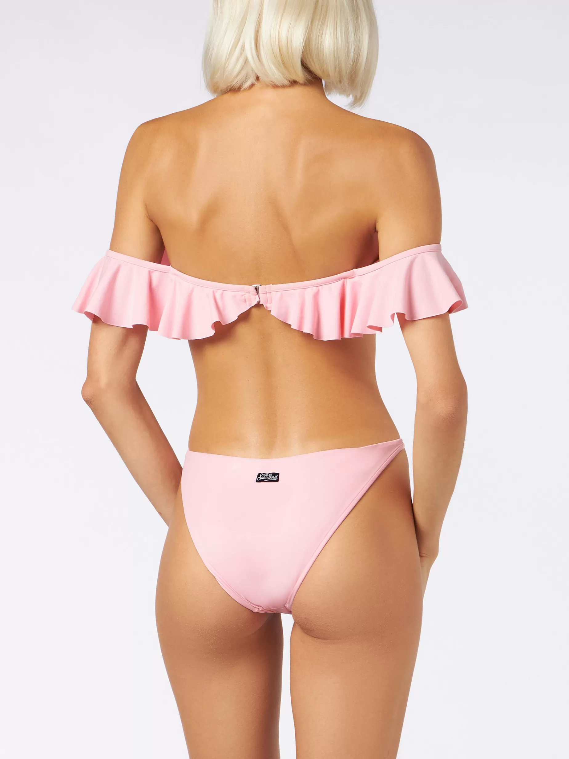 New Top bikini rosa con spalle scoperte Donna Costumi Tinta Unita