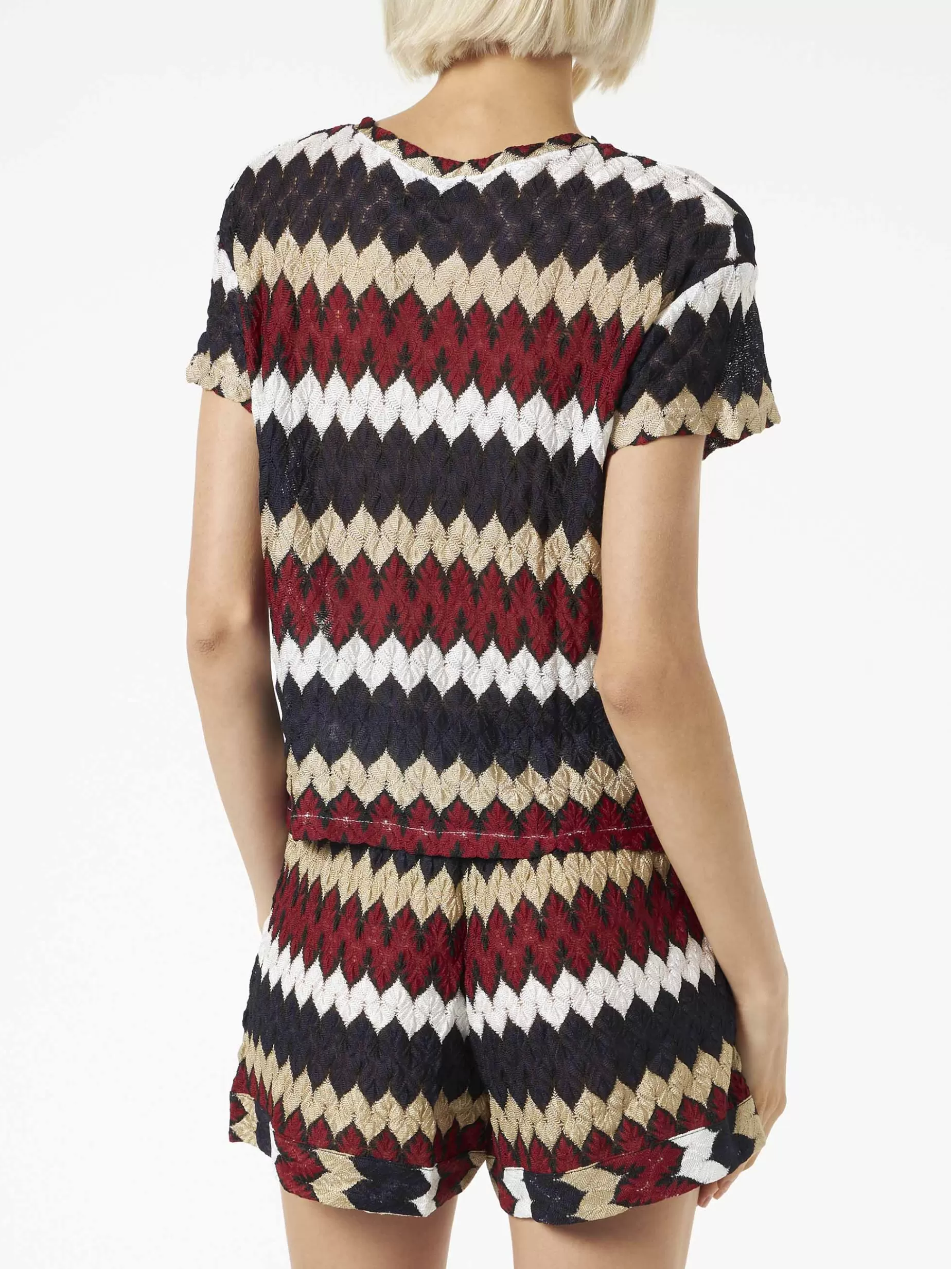 Fashion Top in maglia chevron bordeaux Donna Camicie E Top