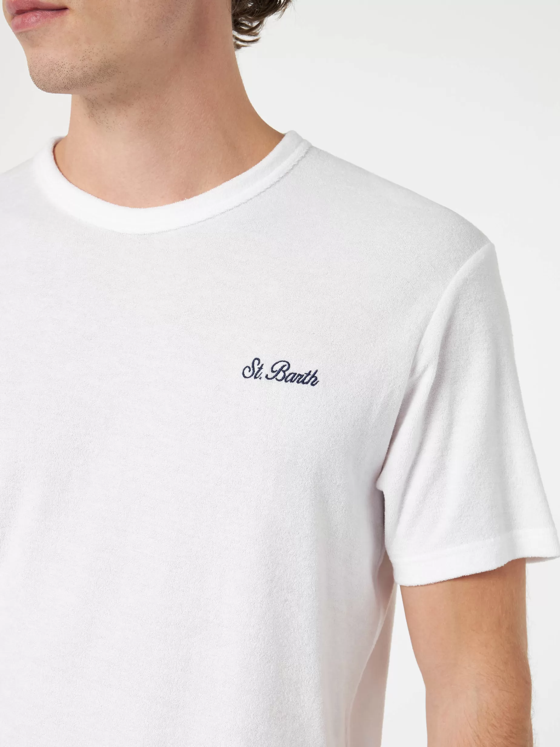 Best Sale T-shirt bianca da uomo Gary in spugna con ricamo St. Barth Uomo T-shirts