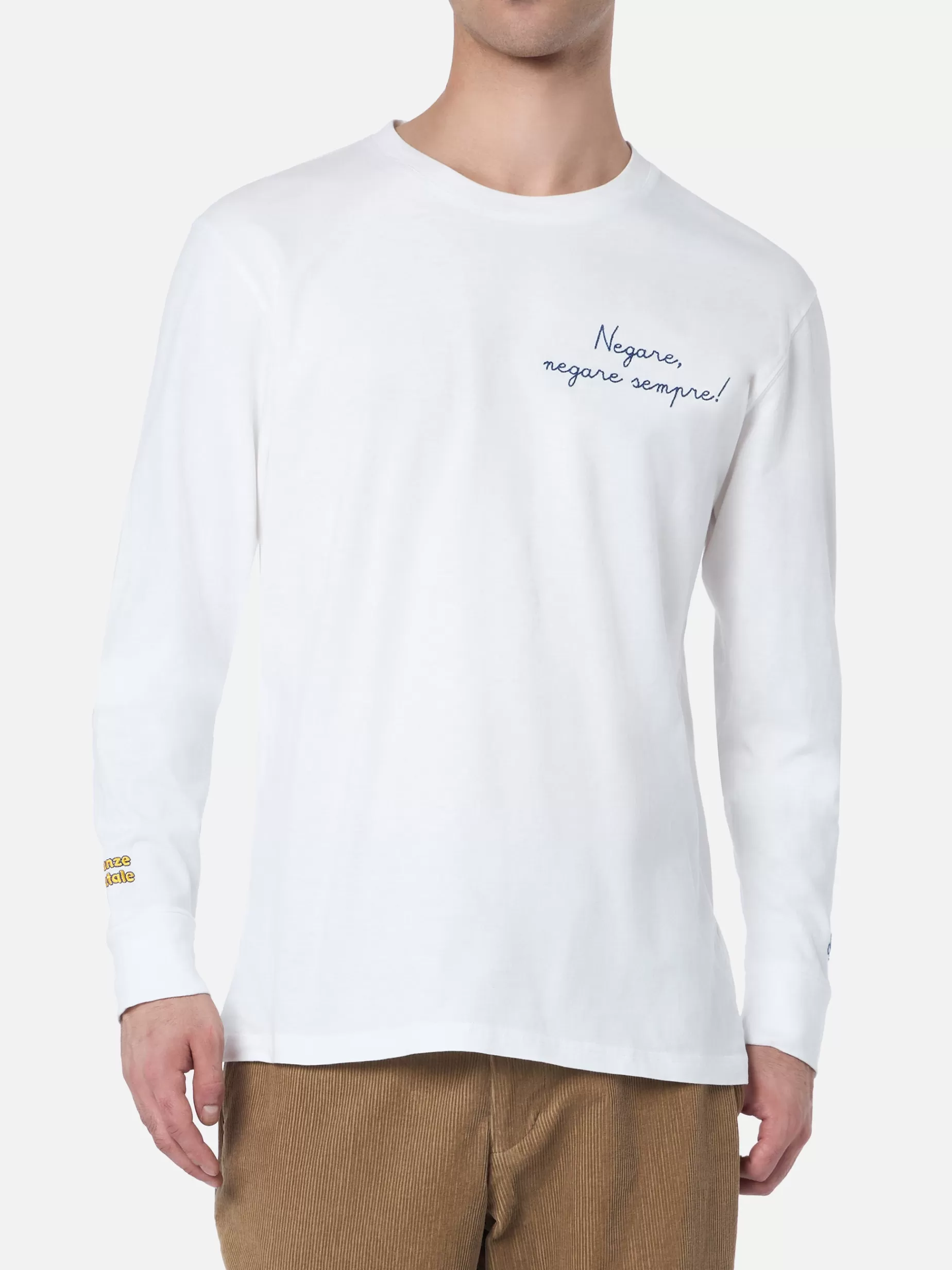 Best Sale T-shirt bianca da uomo Luton con ricamo Negare, negare sempre! | VACANZE DI NATALE EDIZIONE SPECIALE Uomo T-shirts