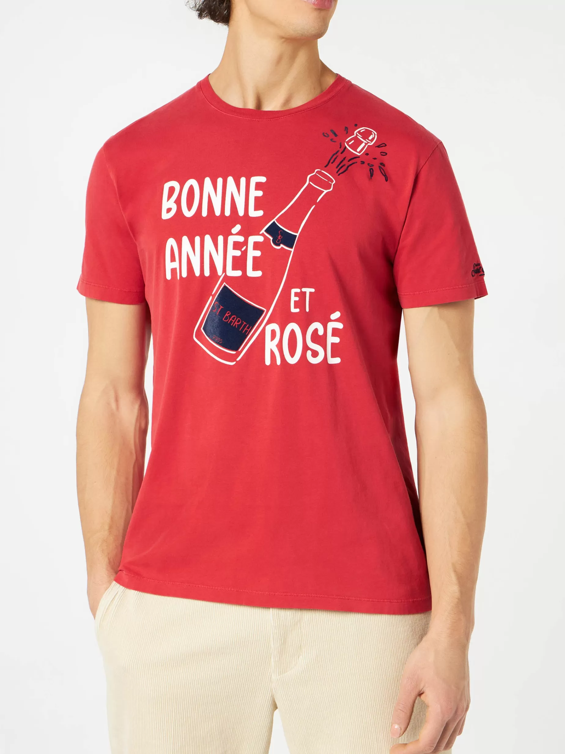 Hot T-shirt Bonne Année et Rosé rossa Uomo T-shirts