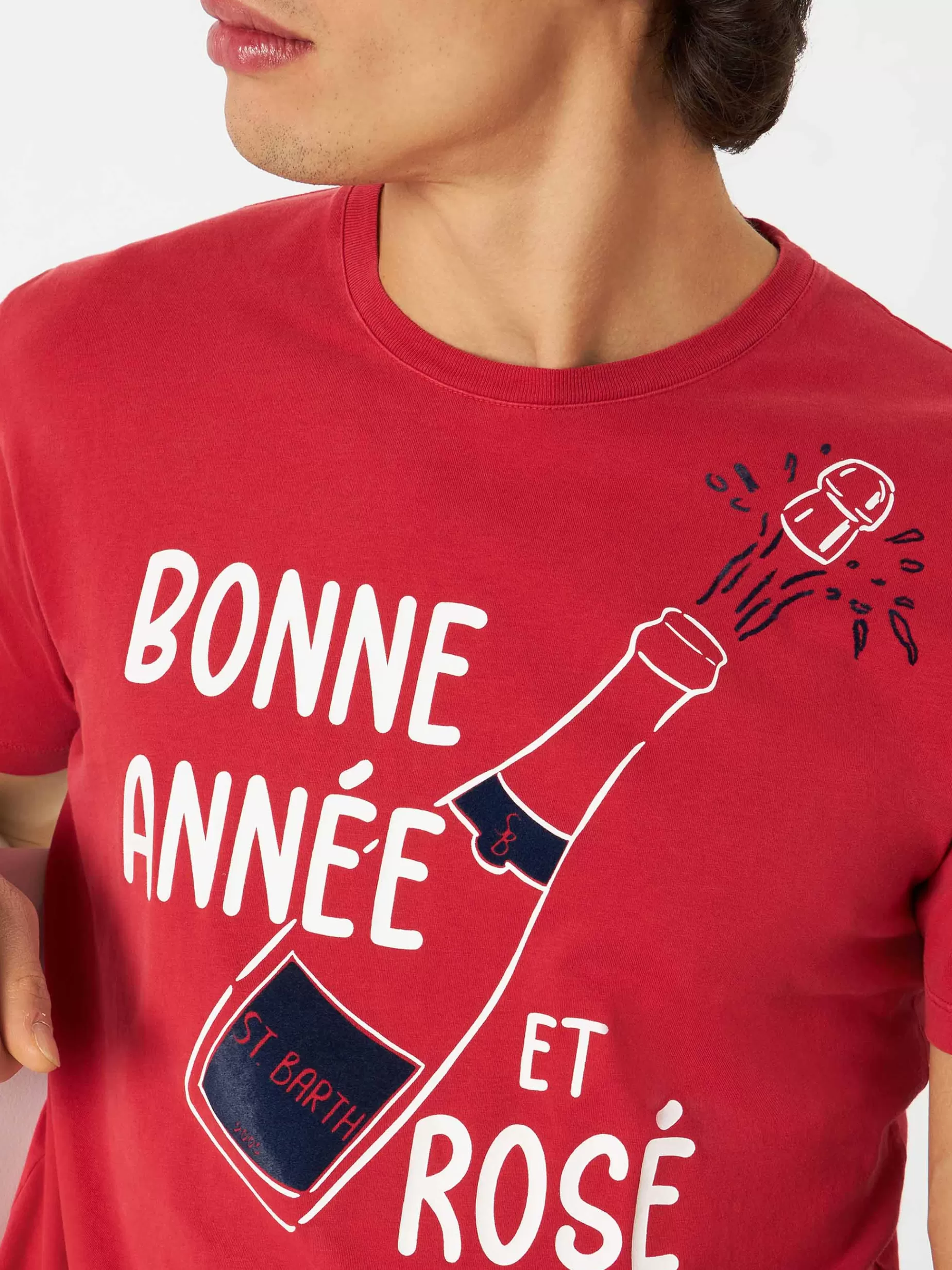 Hot T-shirt Bonne Année et Rosé rossa Uomo T-shirts