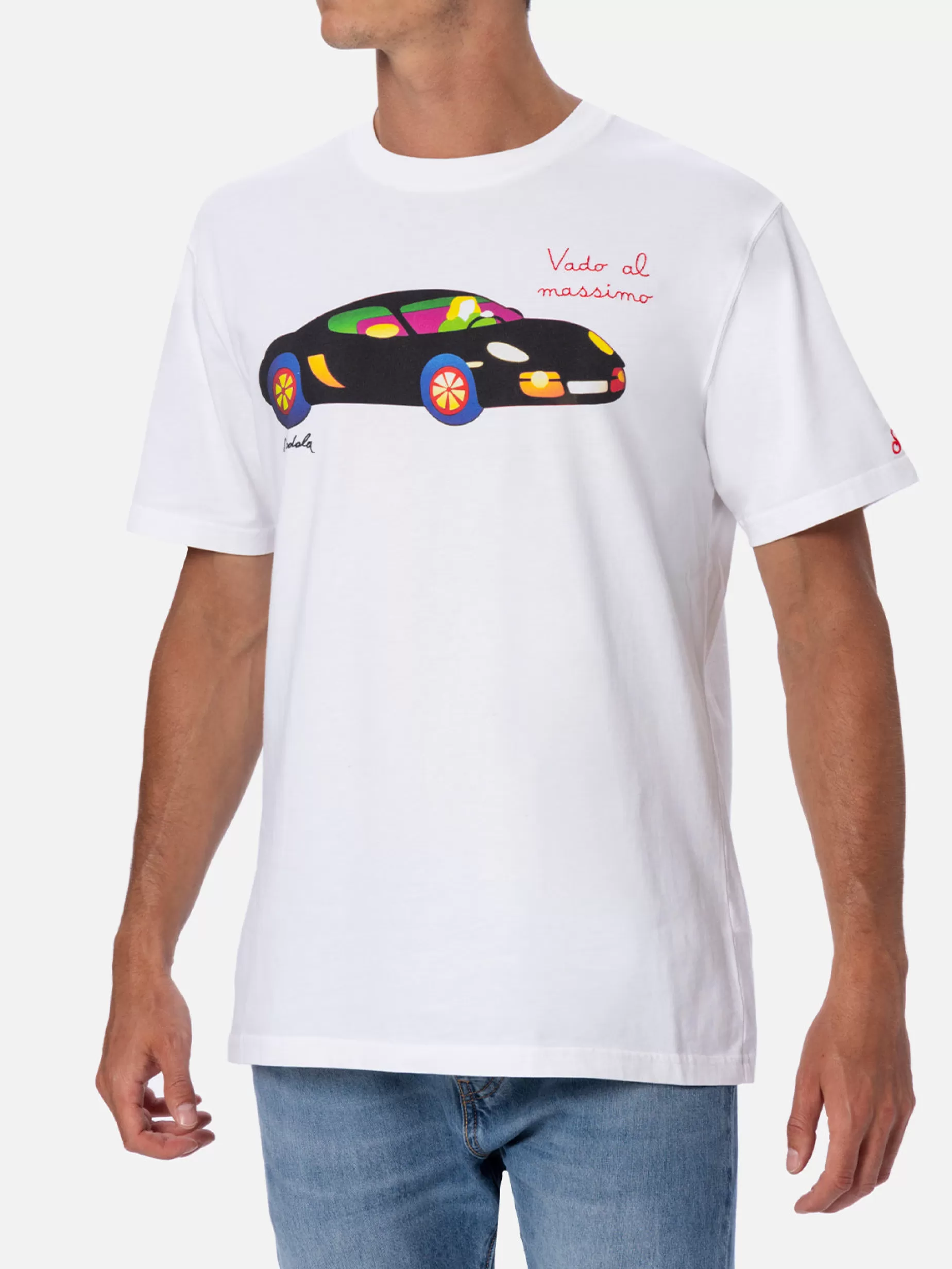 Best Sale T-shirt da bagno da uomo in cotone con stampa e ricamo Aperitivo St. Barth | MARCO LODOLA EDIZIONE SPECIALE Uomo T-shirts