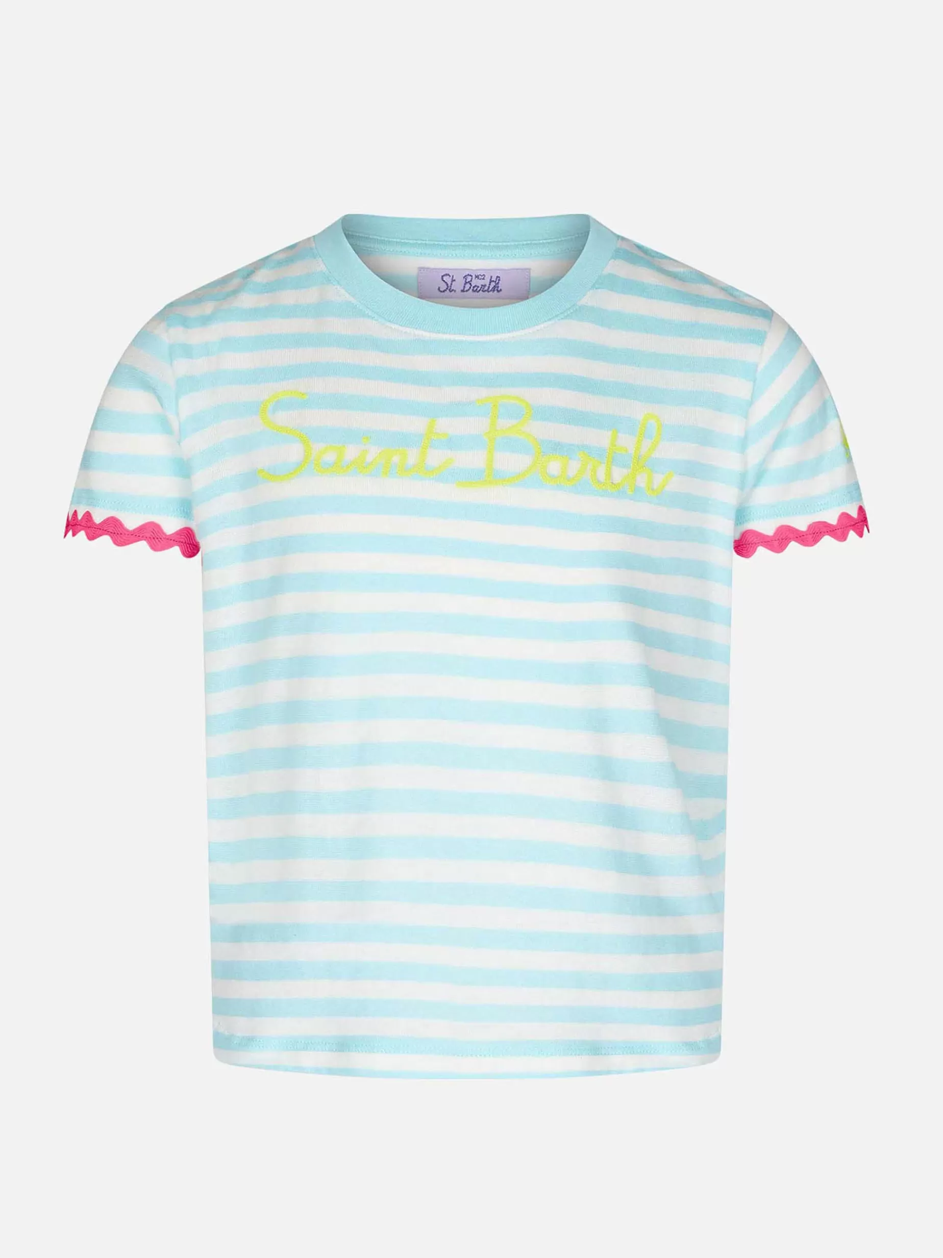 Cheap T-shirt da bambina a righe con ricamo Saint Barth T-shirt E Top