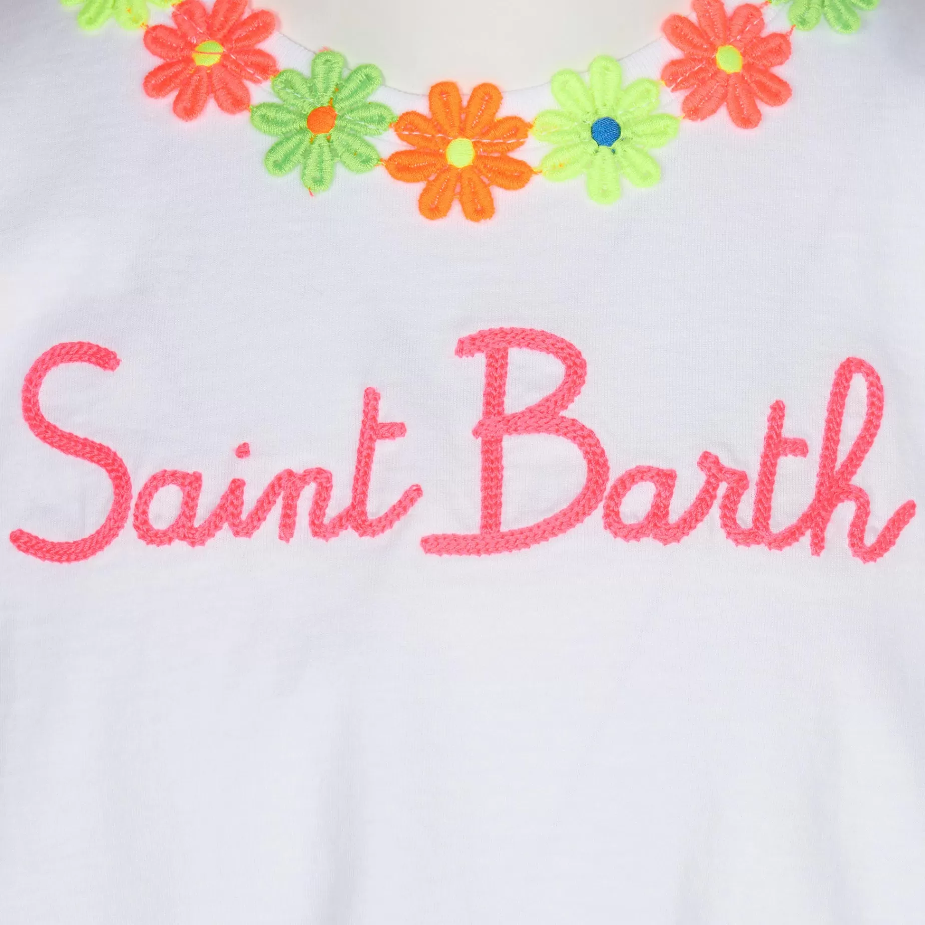 New T-shirt da bambina in cotone con balza e ricamo T-shirt E Top