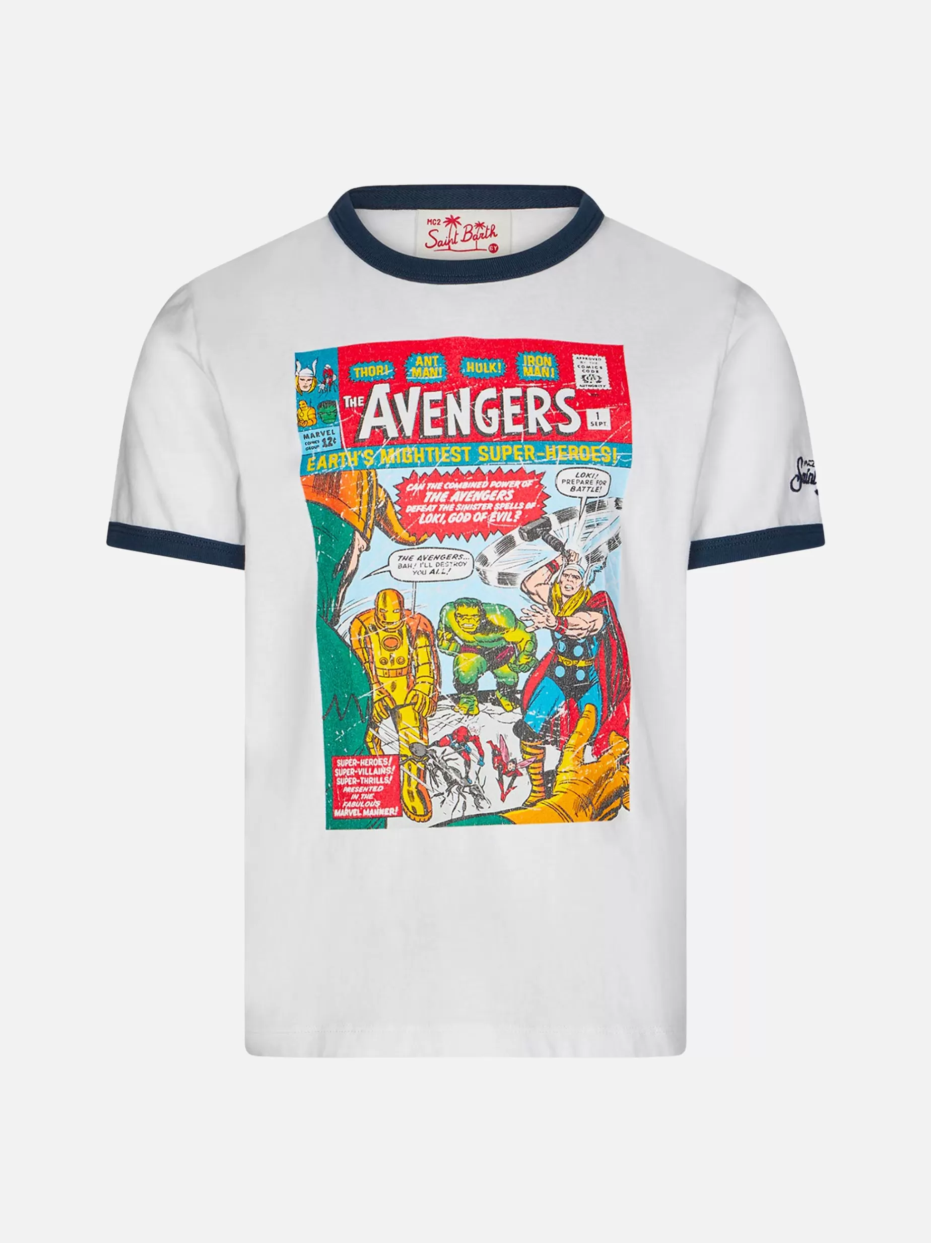 Best T-shirt da bambino in cotone bianco con stampa frontale Avengers | EDIZIONE SPECIALE MARVEL Bambino T-shirts | Abbigliamento