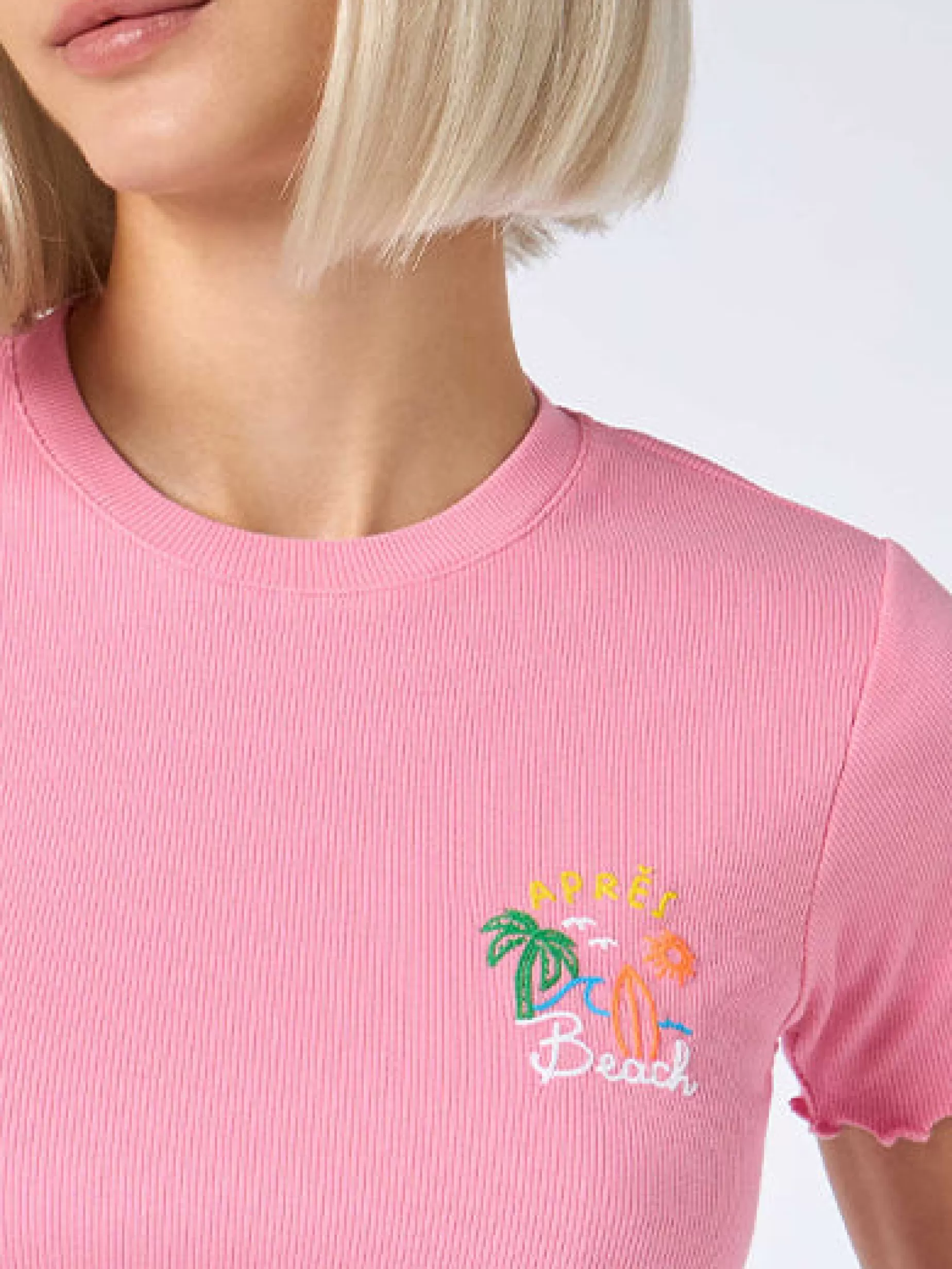 Best T-shirt da donna a costine con ricamo Après Beach Donna T-shirt