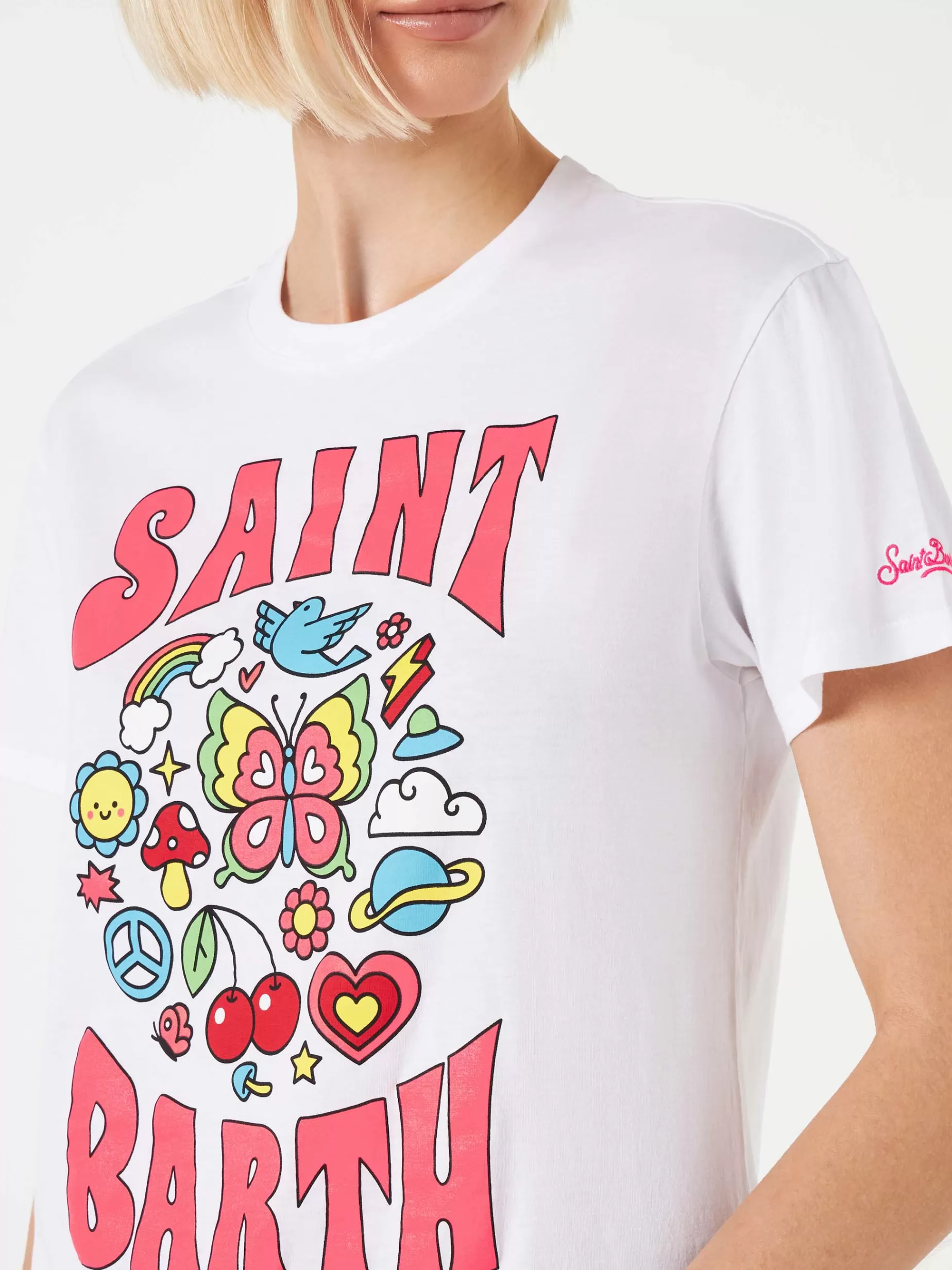 Best Sale T-shirt da donna in cotone con stampa Saint Barth Donna T-shirt