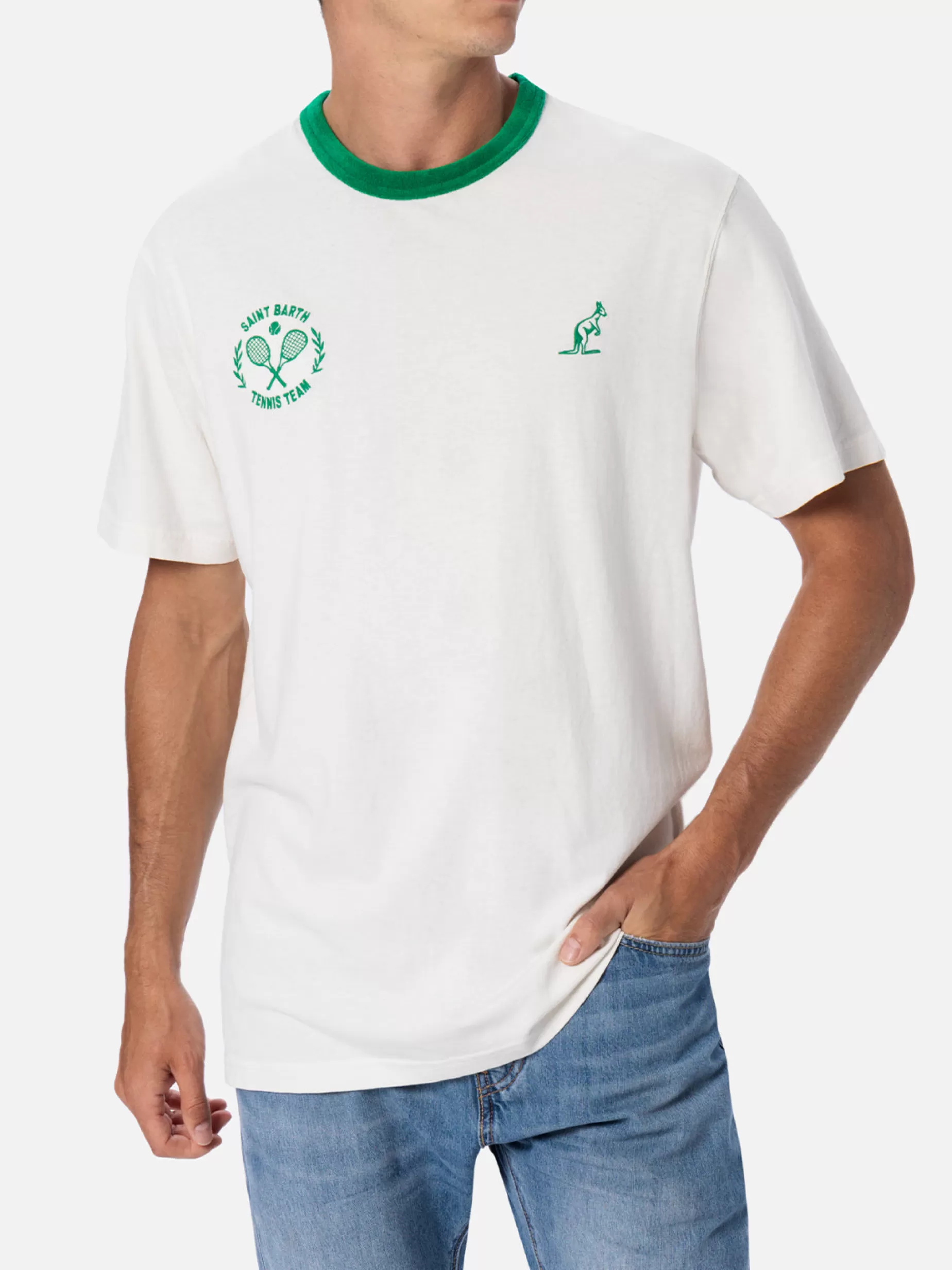 Online T-shirt da uomo bianca in cotone Dover con ricamo Australian | AUSTRALIAN BRAND SPECIAL EDITION Abbigliamento