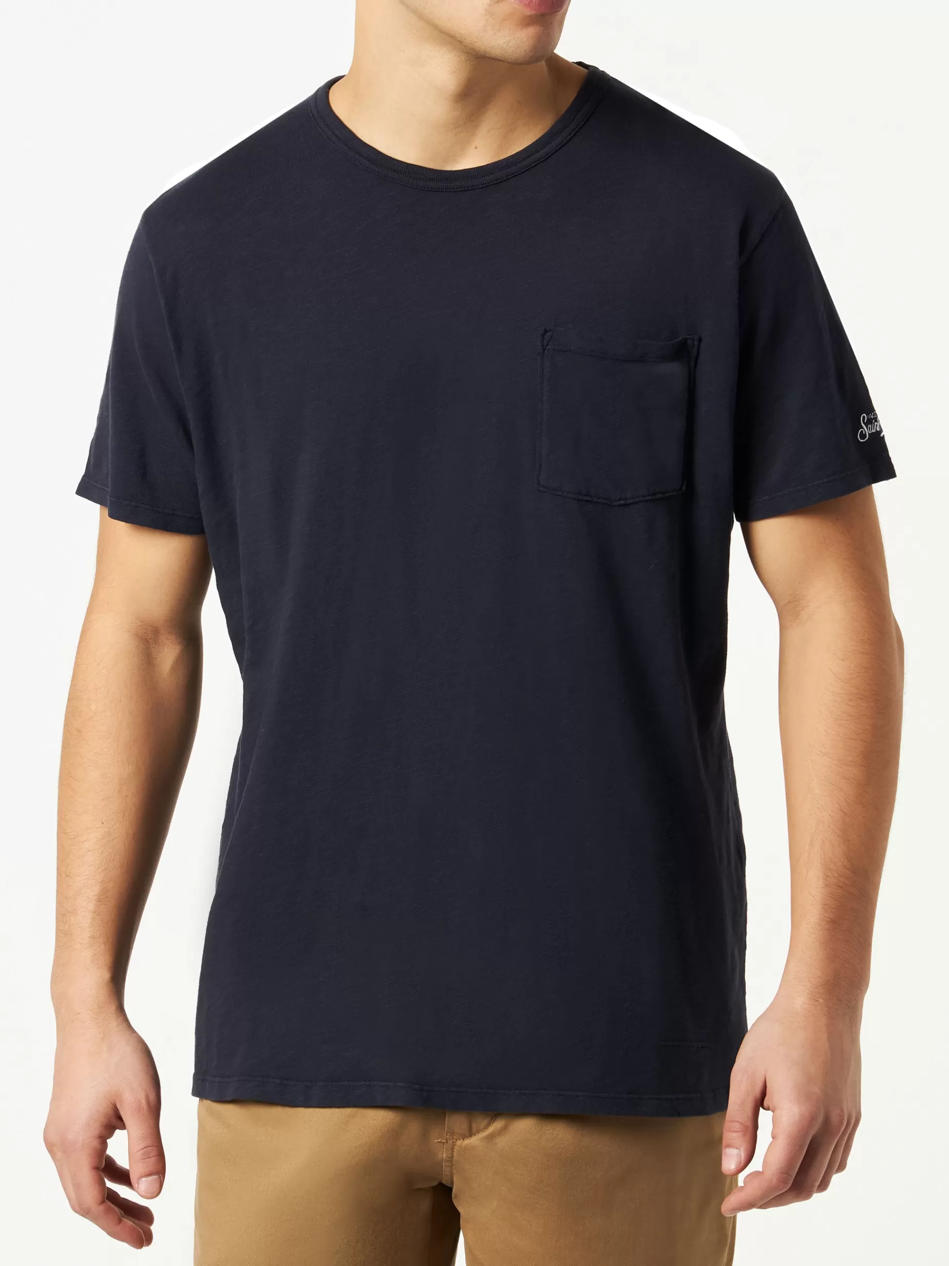 Cheap T-shirt da uomo blu navy con taschino frontale Uomo T-shirts