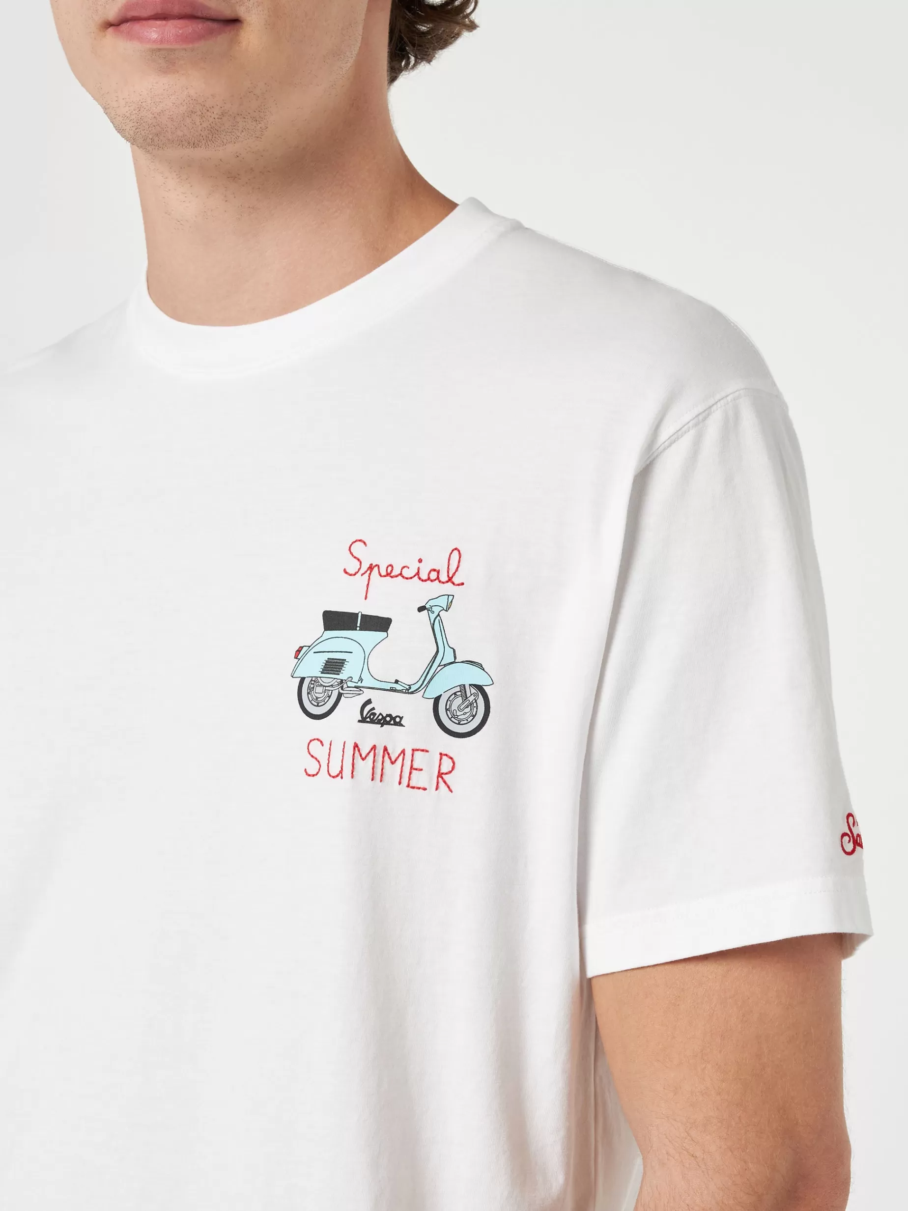 Best Sale T-shirt da uomo con stampa piazzata e ricamo Vespa | EDIZIONE SPECIALE VESPA Uomo T-shirts