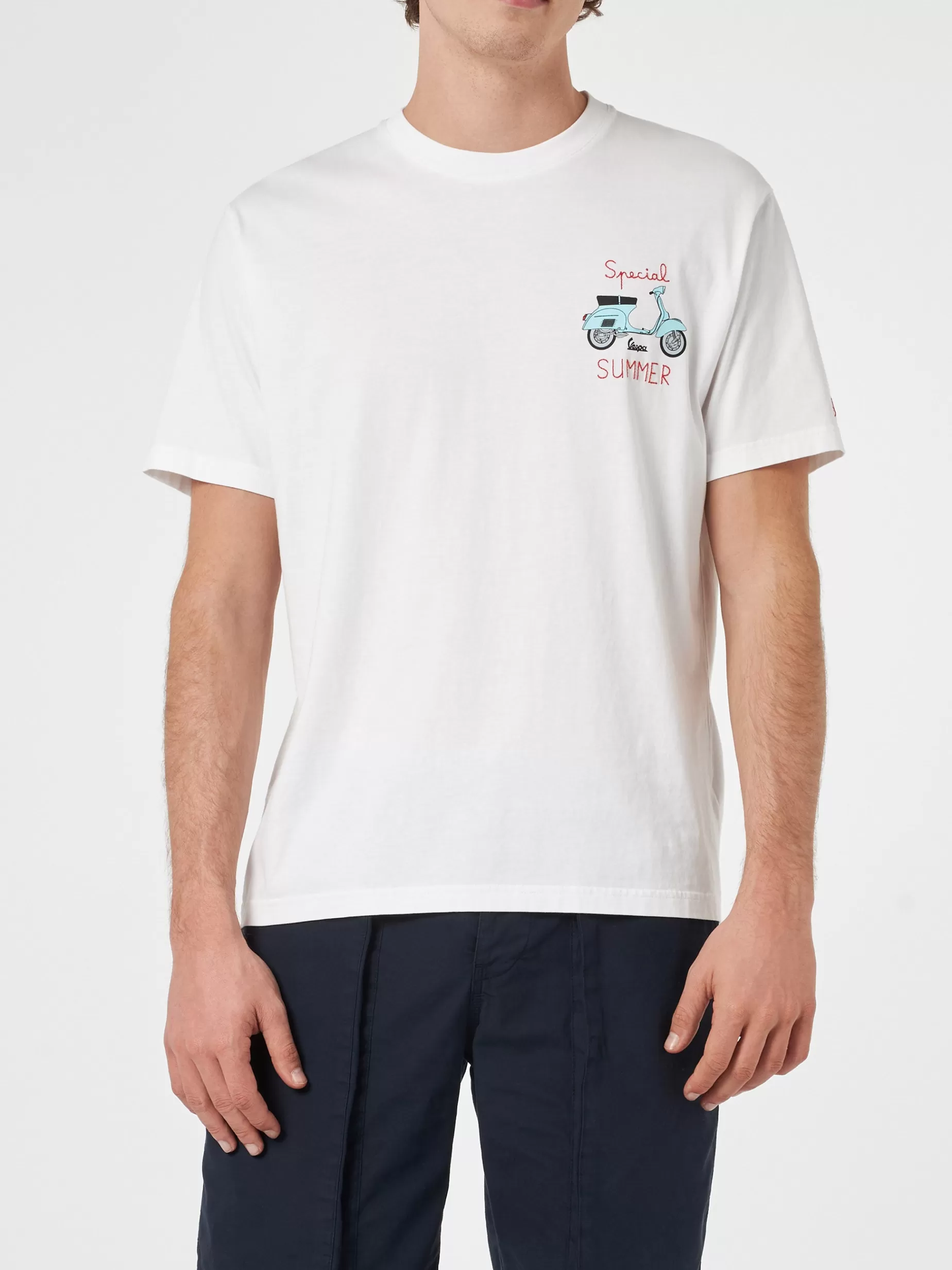 Best Sale T-shirt da uomo con stampa piazzata e ricamo Vespa | EDIZIONE SPECIALE VESPA Uomo T-shirts