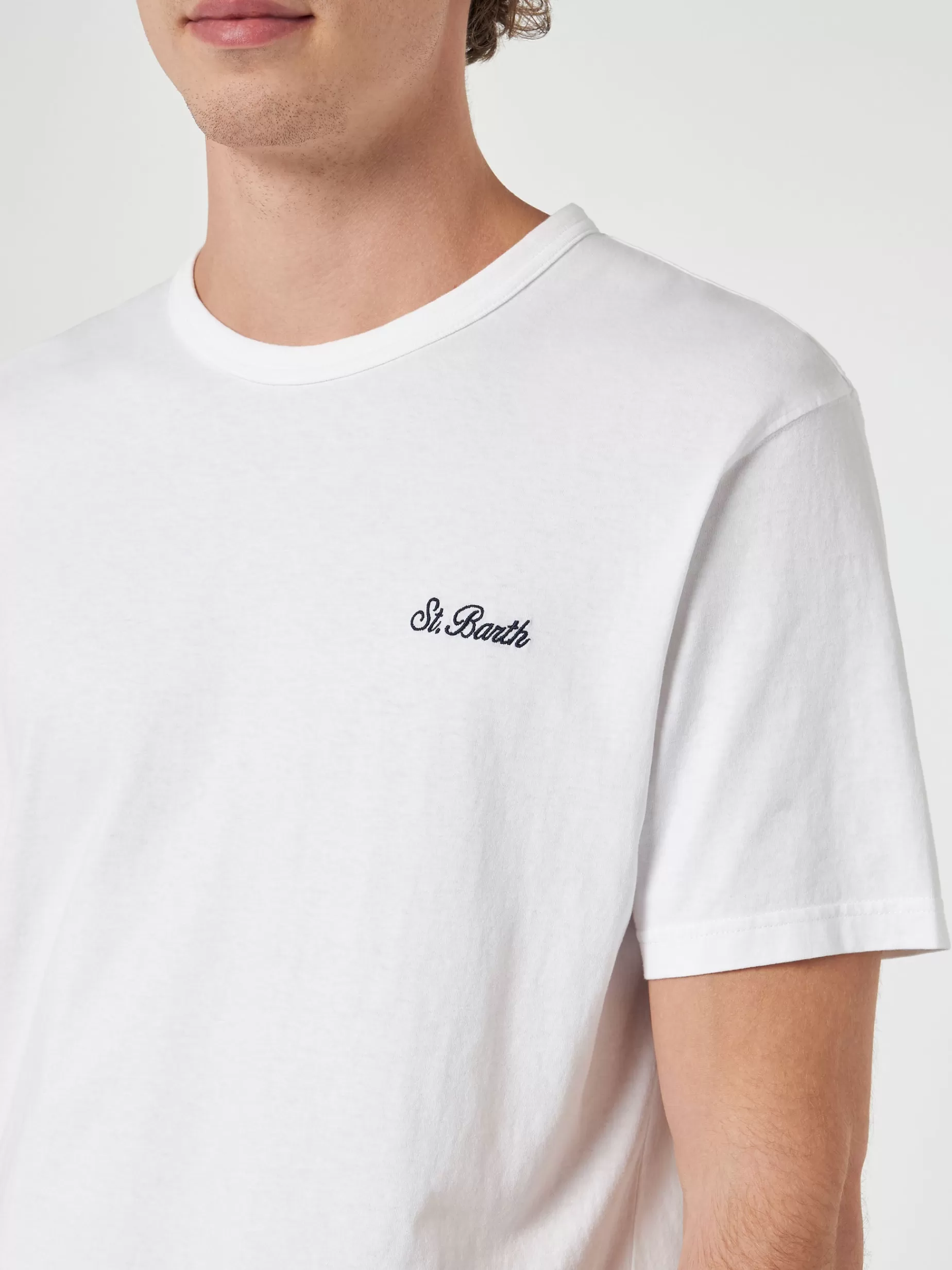 Shop T-shirt da uomo Dover in jersey di cotone bianco con ricamo St. Barth Uomo T-shirts | Abbigliamento