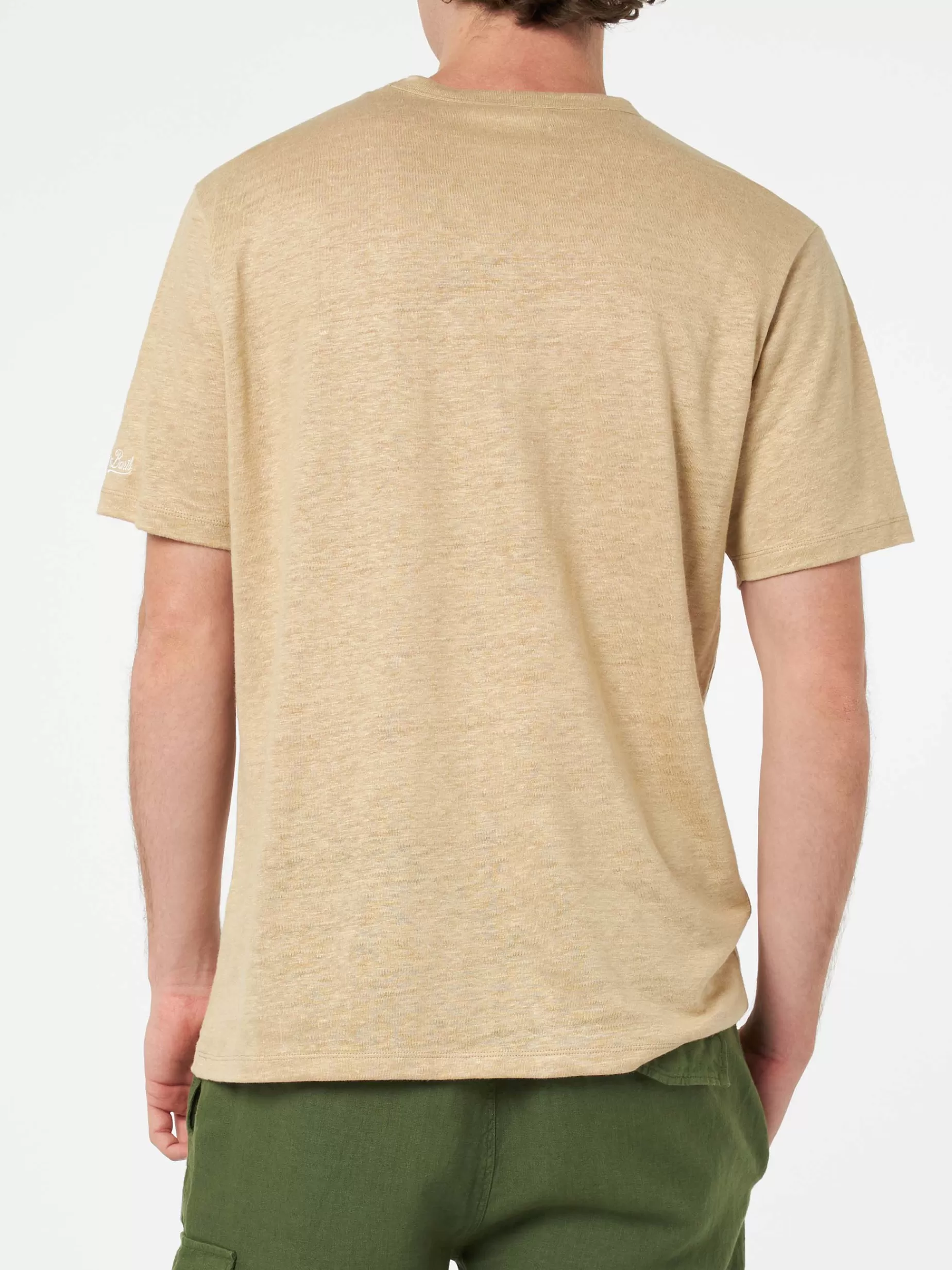 Best T-shirt da uomo Ecstasea in jersey di lino beige con taschino Uomo T-shirts