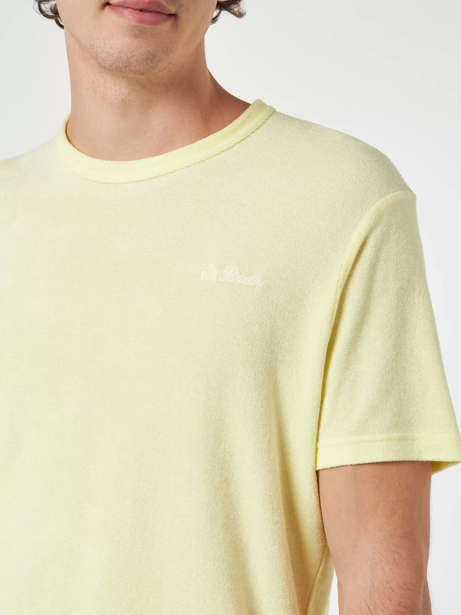 Sale T-shirt da uomo gialla in spugna Gary con ricamo St. Barth Uomo T-shirts | Abbigliamento