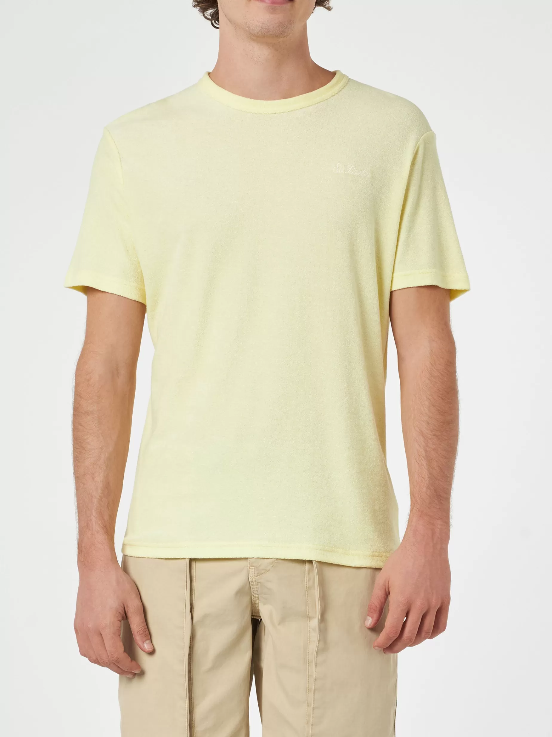 Sale T-shirt da uomo gialla in spugna Gary con ricamo St. Barth Uomo T-shirts | Abbigliamento
