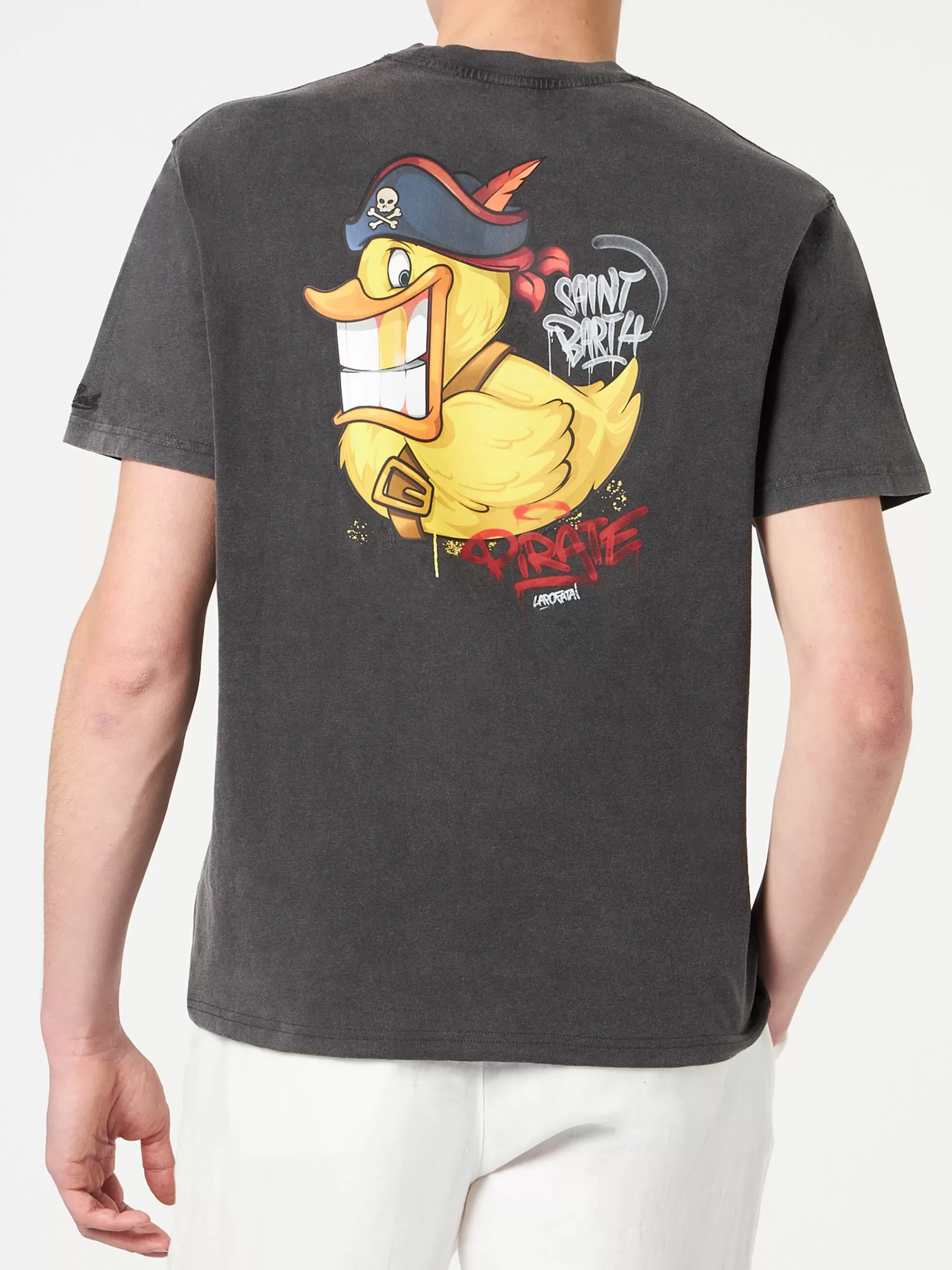 Best T-shirt da uomo in cotone con stampa fronte e retro captain duck | CRYPTO PUPPETS® EDIZIONE SPECIALE Uomo T-shirts | Abbigliamento