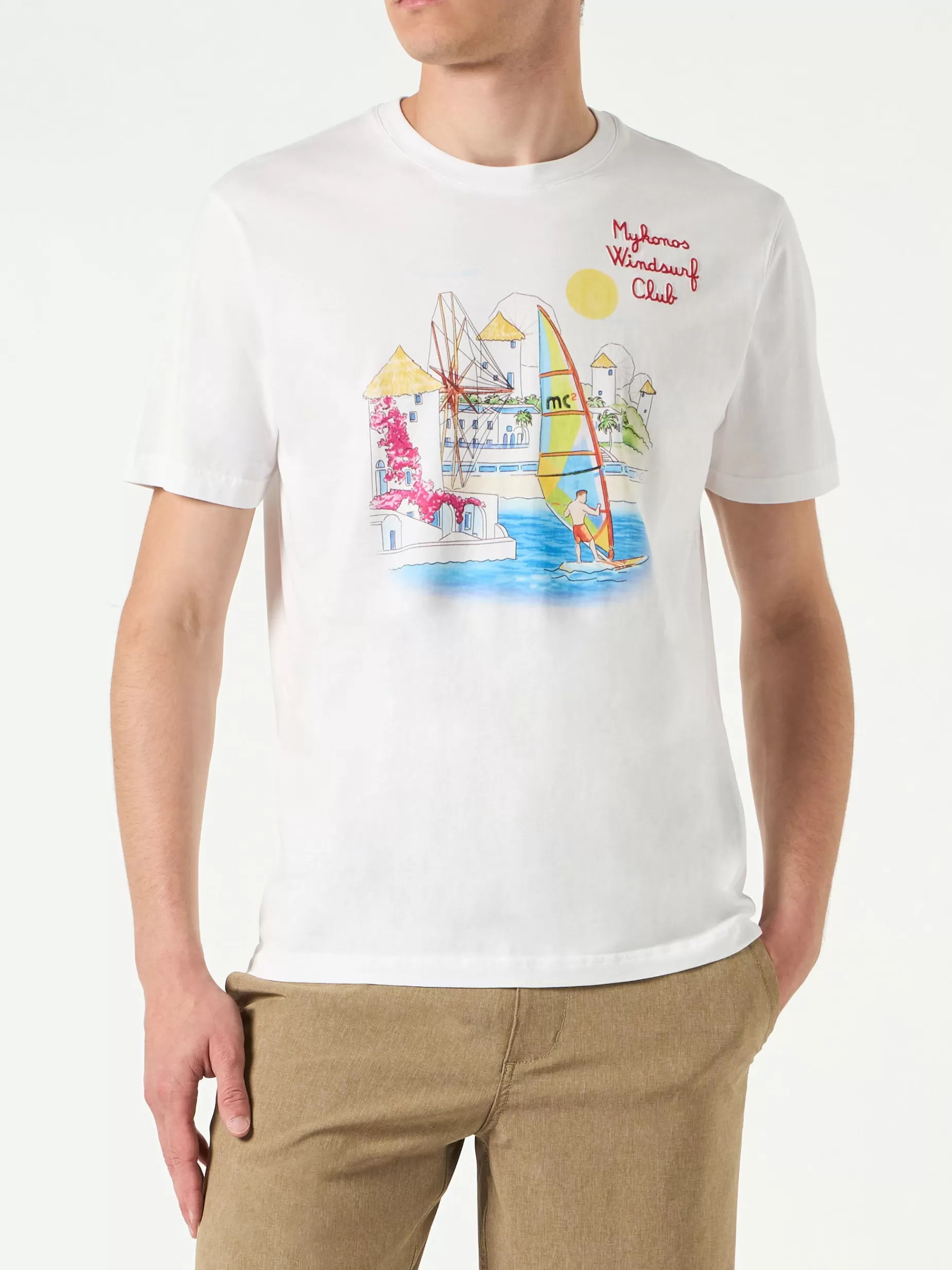 Hot T-shirt da uomo in cotone con stampa Mykonos Uomo T-shirts