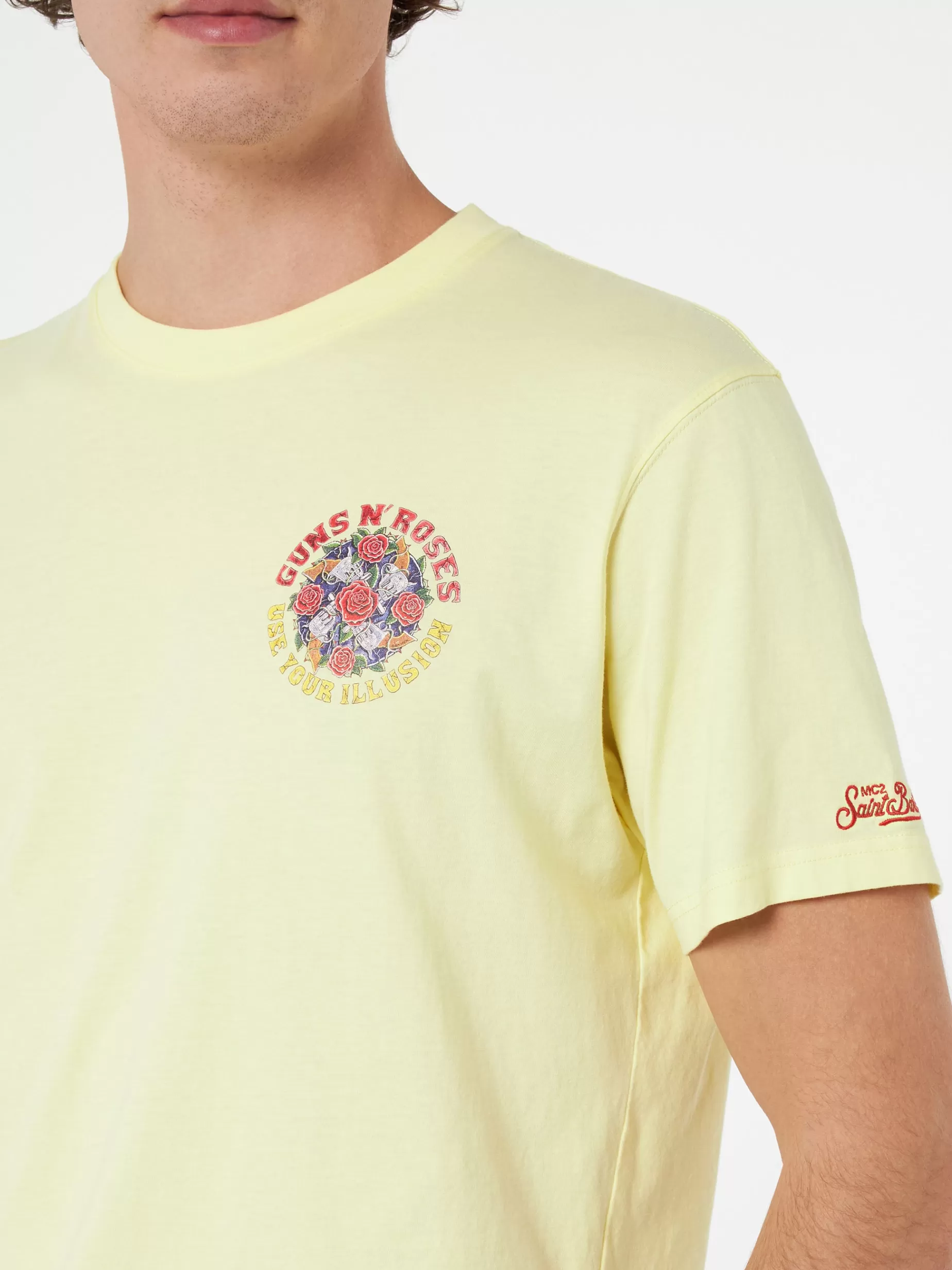 Best Sale T-shirt da uomo in cotone con stampa piazzata Guns n' Roses davanti e dietro | EDIZIONE SPECIALE GUNS N' ROSES Uomo T-shirts