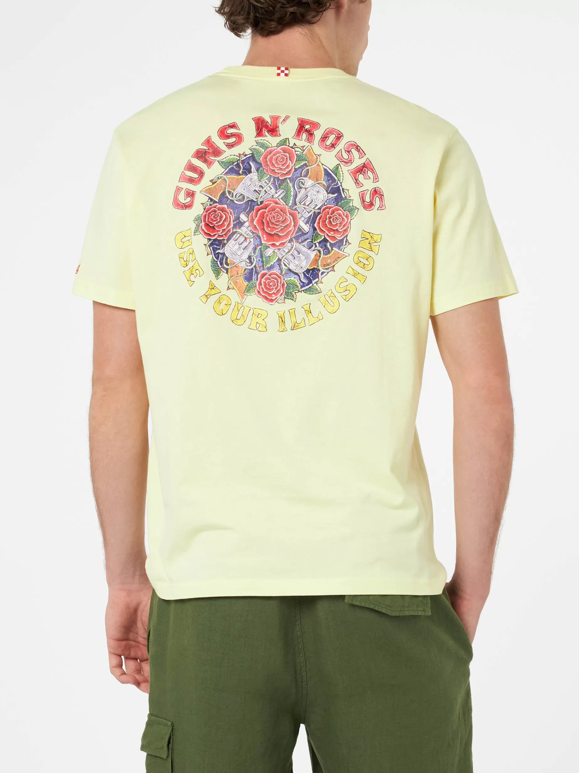 Best Sale T-shirt da uomo in cotone con stampa piazzata Guns n' Roses davanti e dietro | EDIZIONE SPECIALE GUNS N' ROSES Uomo T-shirts