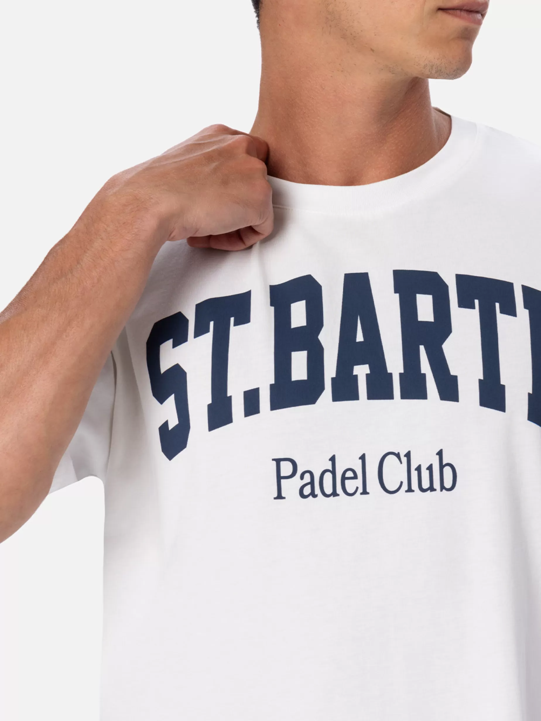 Best Sale T-shirt da uomo in cotone con stampa piazzata St. Barth Padel Club Uomo T-shirts | Abbigliamento