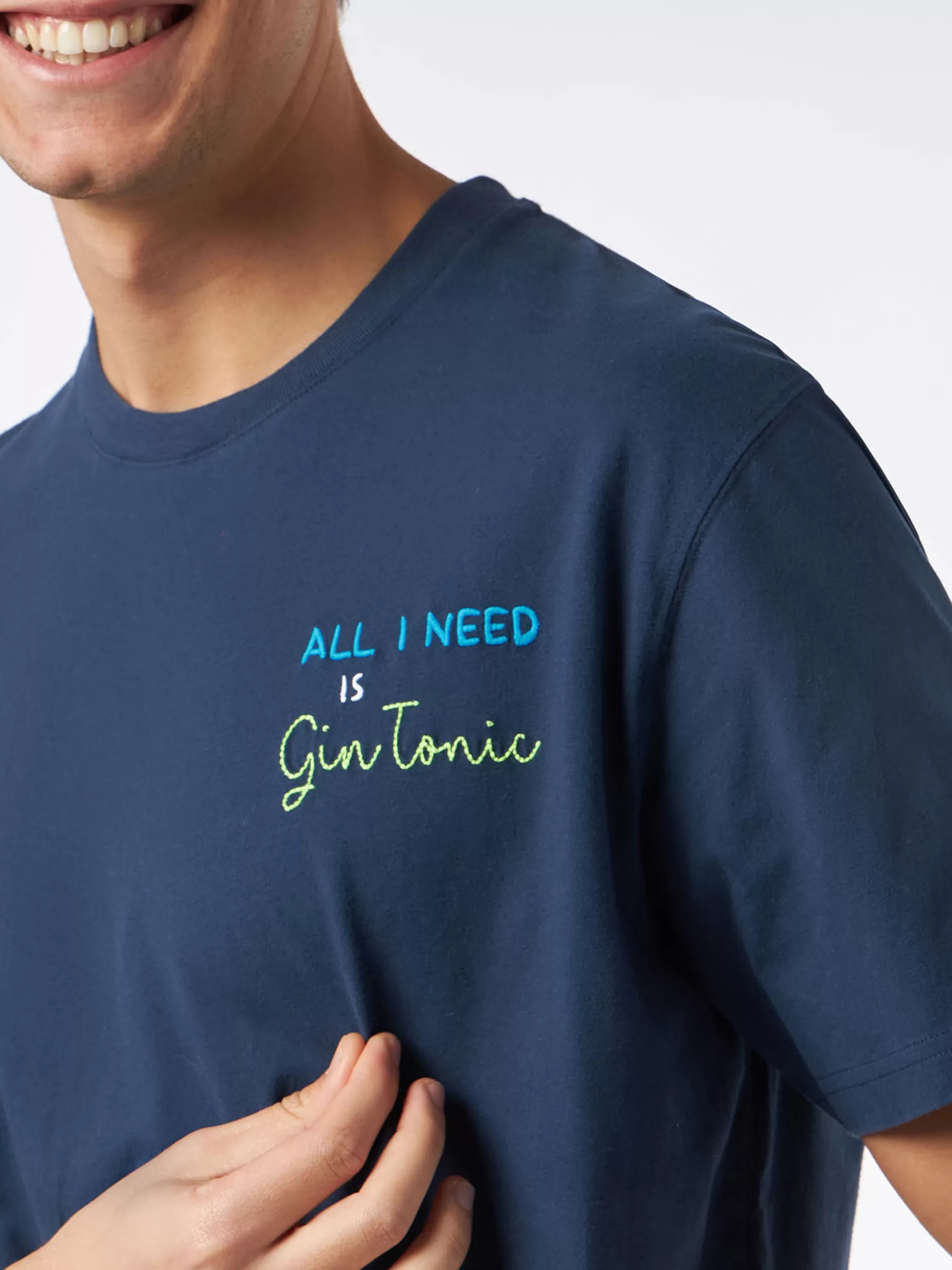 Clearance T-shirt da uomo in cotone pesante con ricamo All I need is Gin Tonic Uomo T-shirts